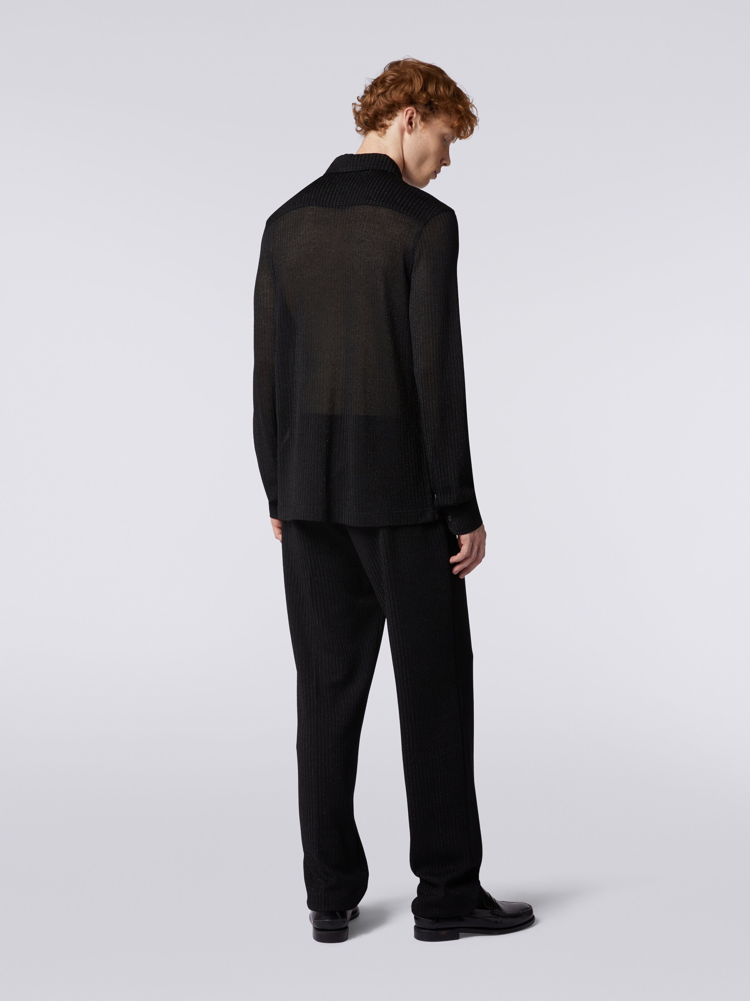 Long-sleeved shirt in viscose blend with lurex, Black    - 3