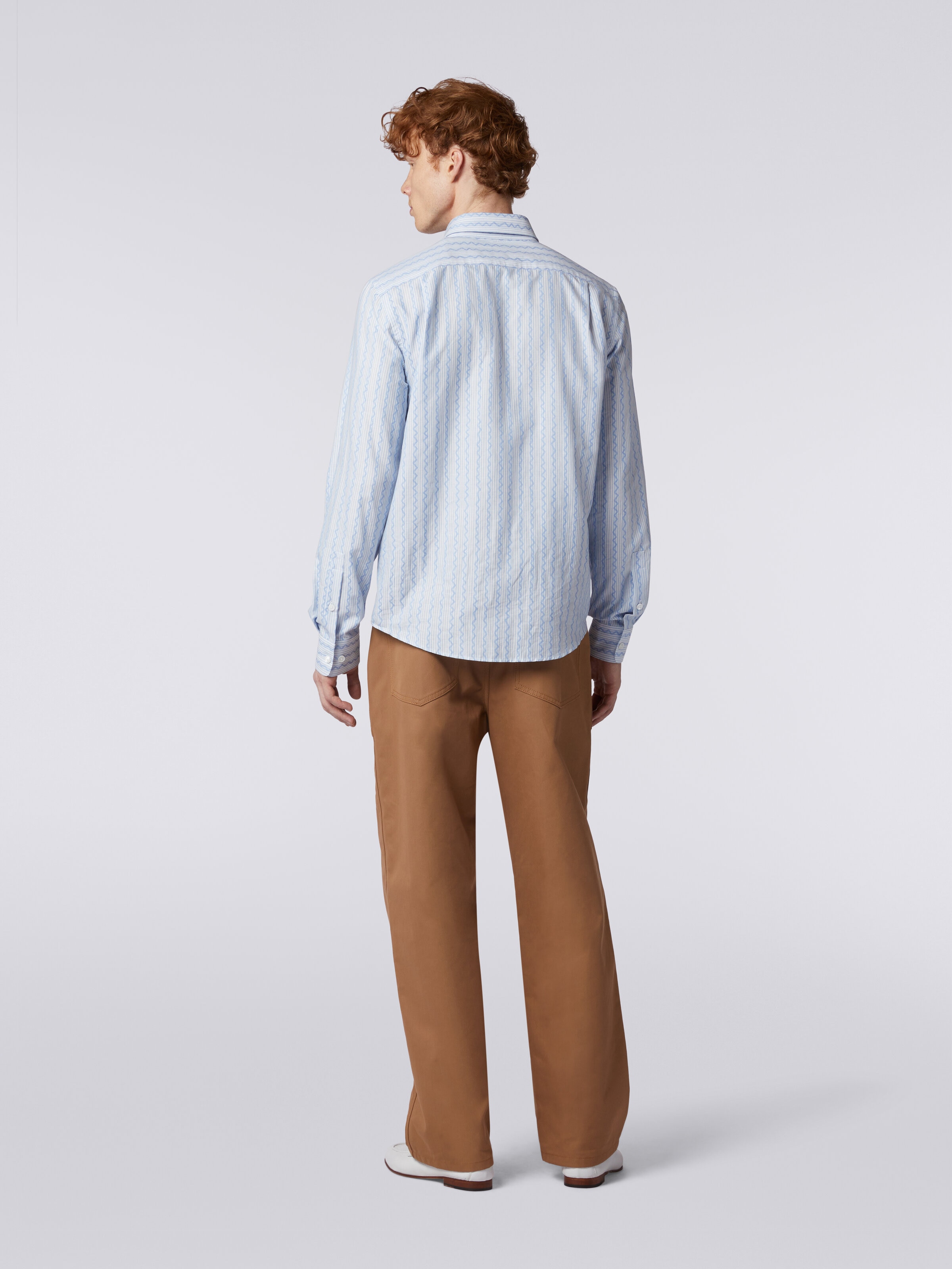 Long-sleeved shirt in cotton poplin, Blue - 3