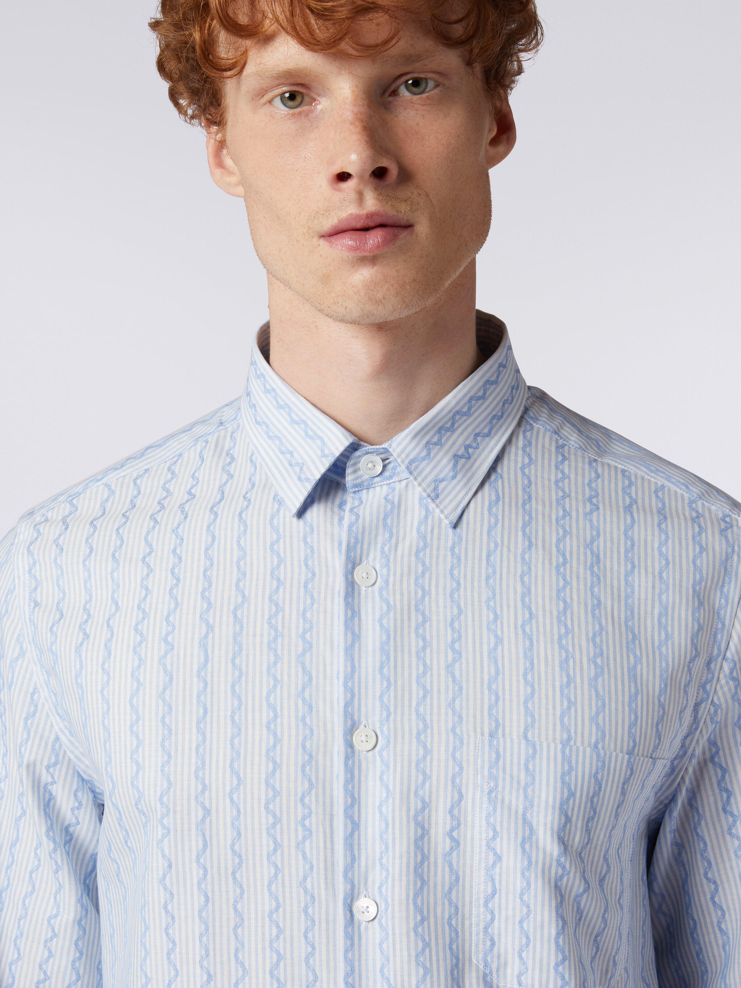 Camisa de manga larga de popelina de algodón, Azul Oscuro - 4