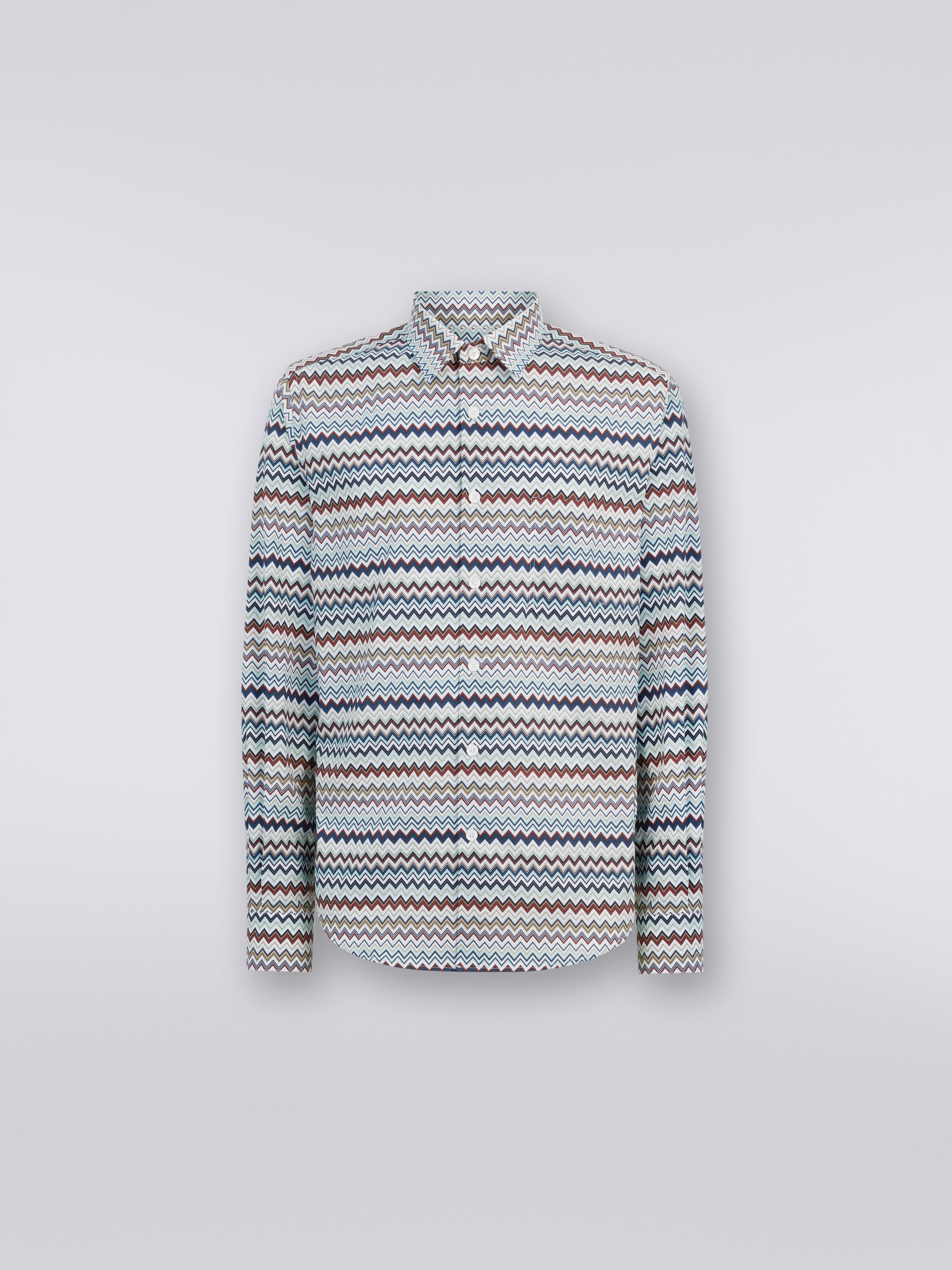 Camisa de manga larga con estampado zigzag, Multicolor  - 0