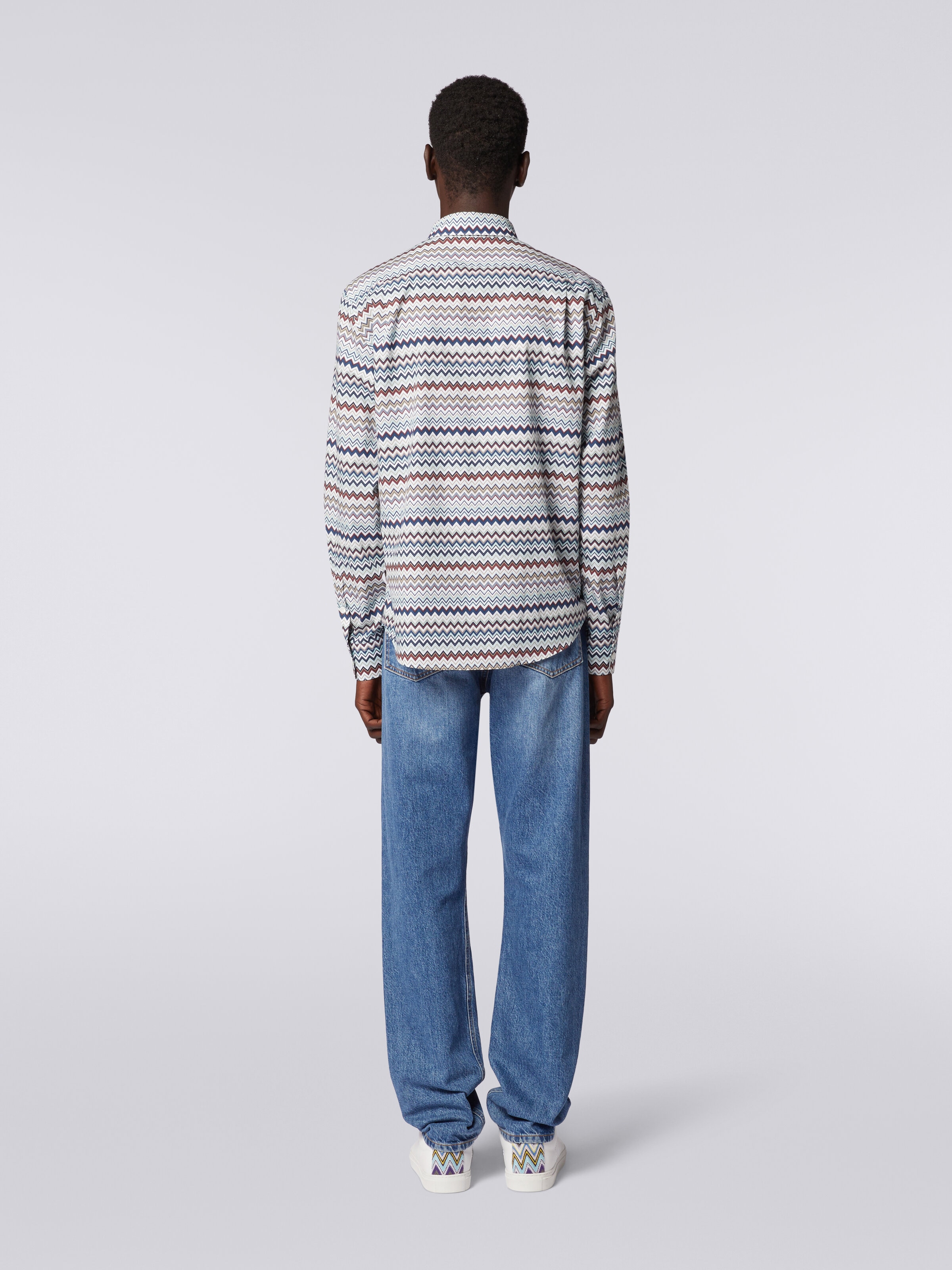 Camisa de manga larga con estampado zigzag, Multicolor  - 3