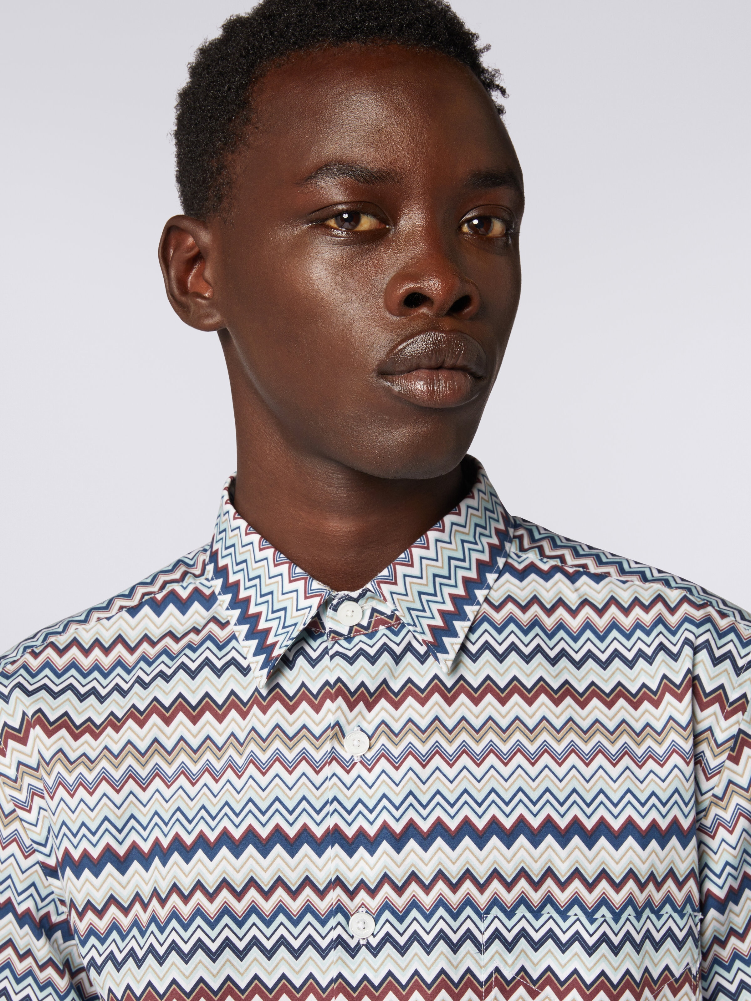 Camisa de manga larga con estampado zigzag, Multicolor  - 4