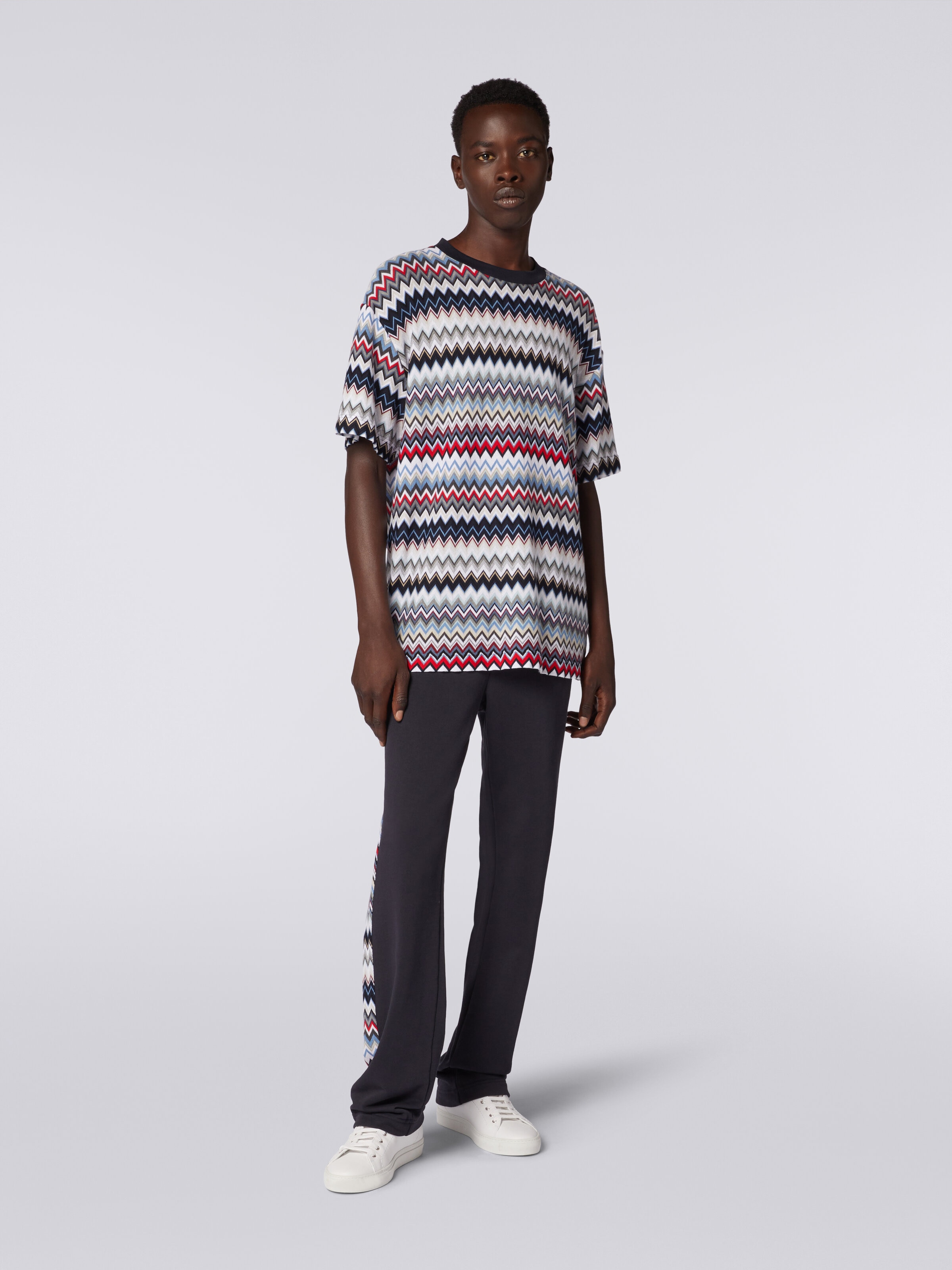 Crew-neck T-shirt in zigzag cotton Multicoloured | Missoni