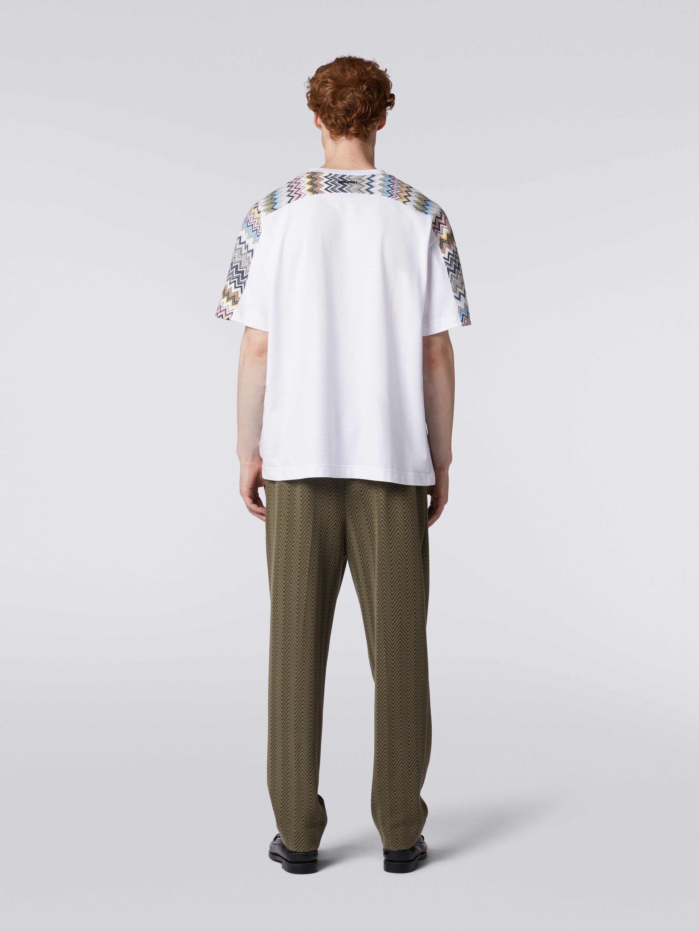 T-shirt en coton avec empiècements à zig zag, Multicolore  - 3