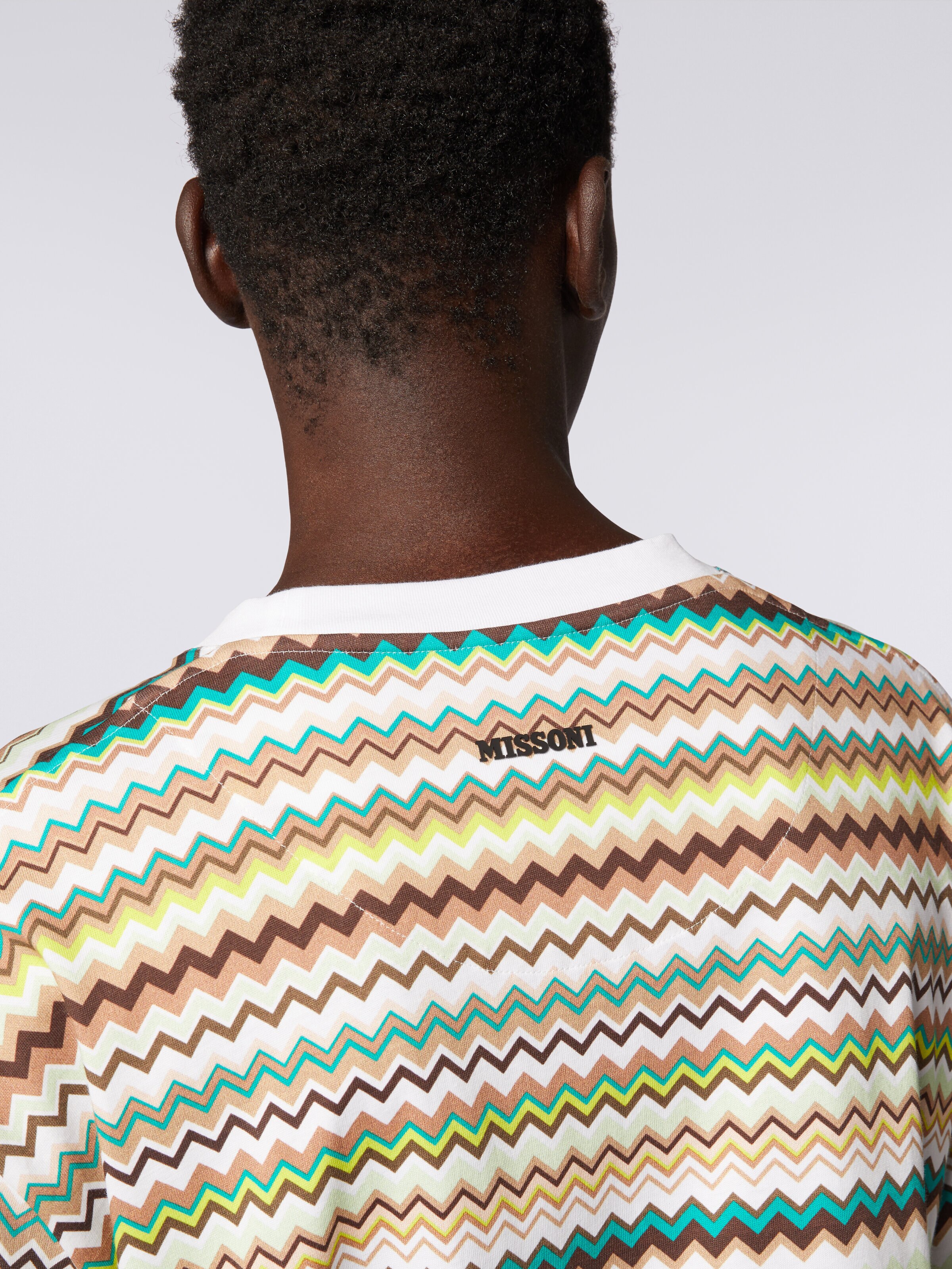 T-shirt oversize en coton avec imprimé à zig zag, Multicolore  - 4