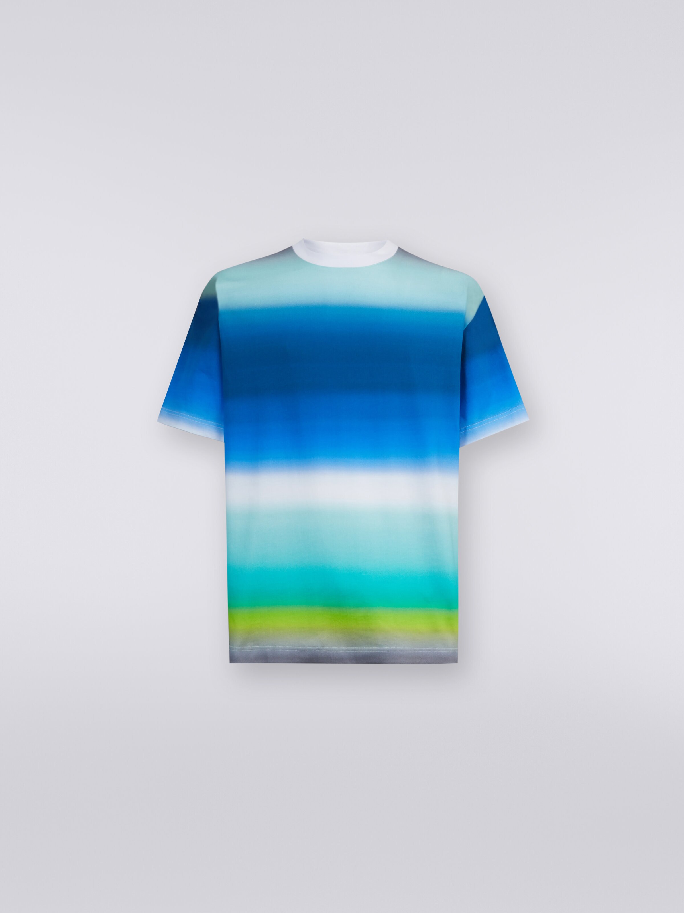Oversized T-shirt in cotton with dégradé print, Multicoloured  - 0