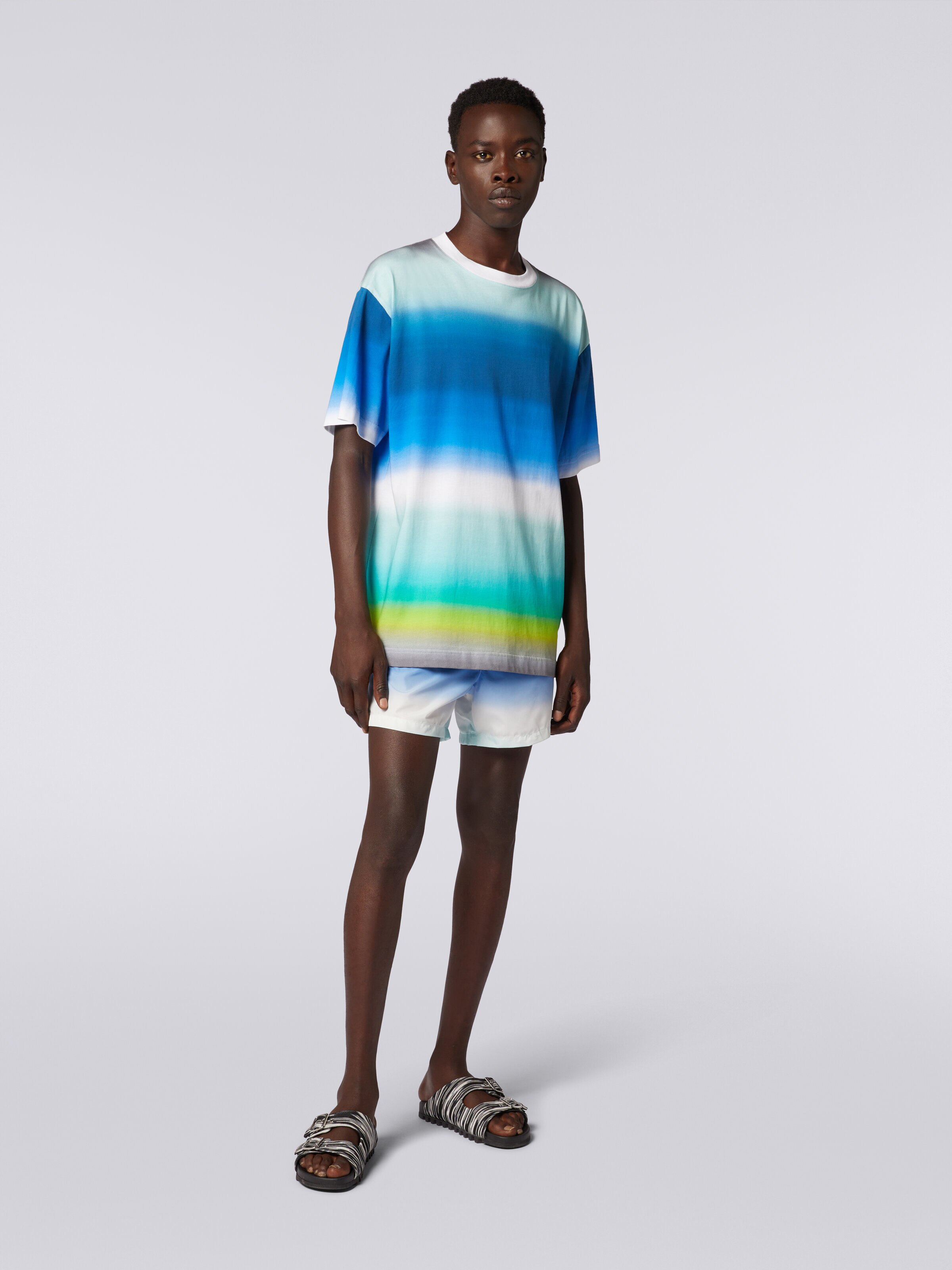 Oversized T-shirt in cotton with dégradé print, Multicoloured  - 1