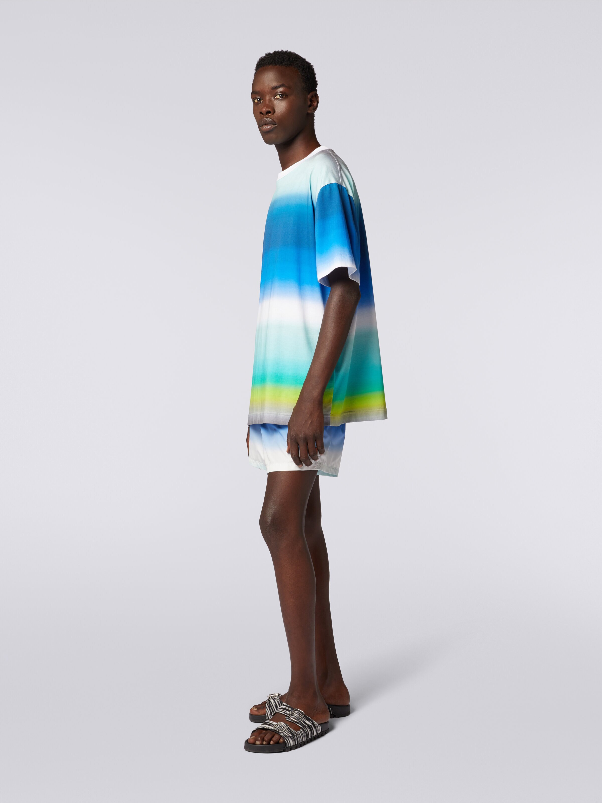 Oversized T-shirt in cotton with dégradé print, Multicoloured  - 2