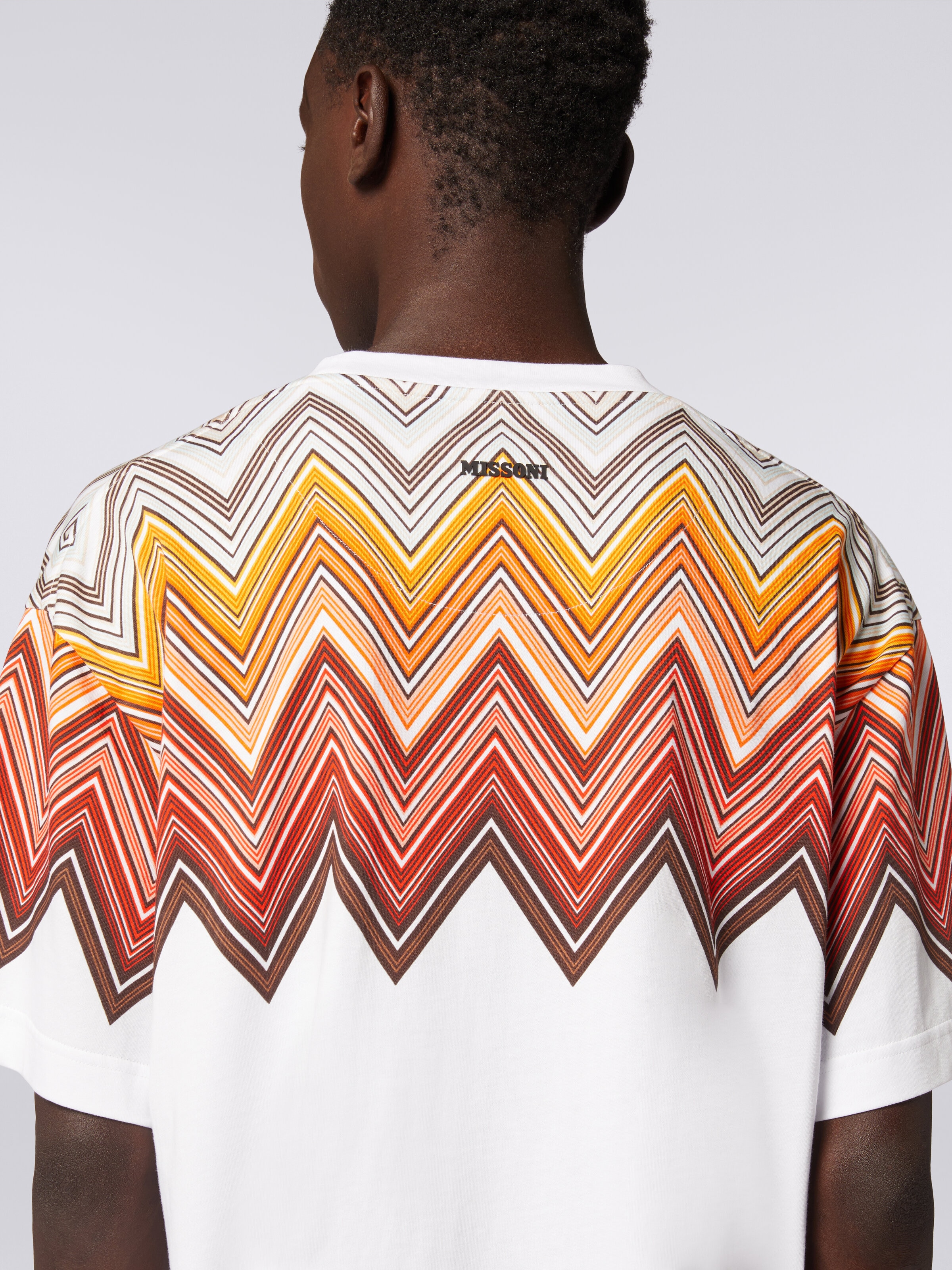 T-shirt oversize in cotone con stampa macro zig zag, Multicolore  - 4