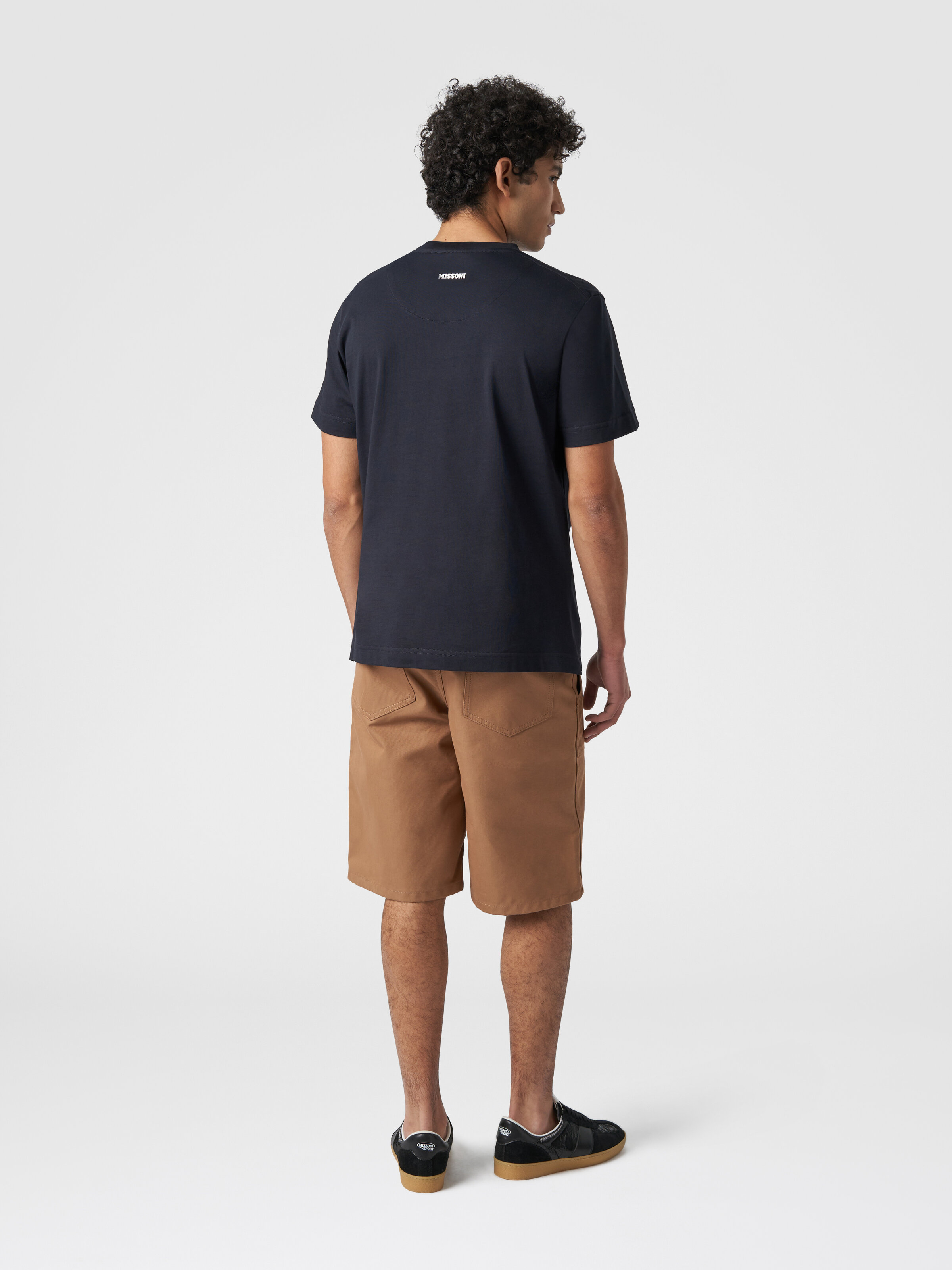 Camiseta de manga corta de algodón con estampado zigzag, Multicolor  - 2