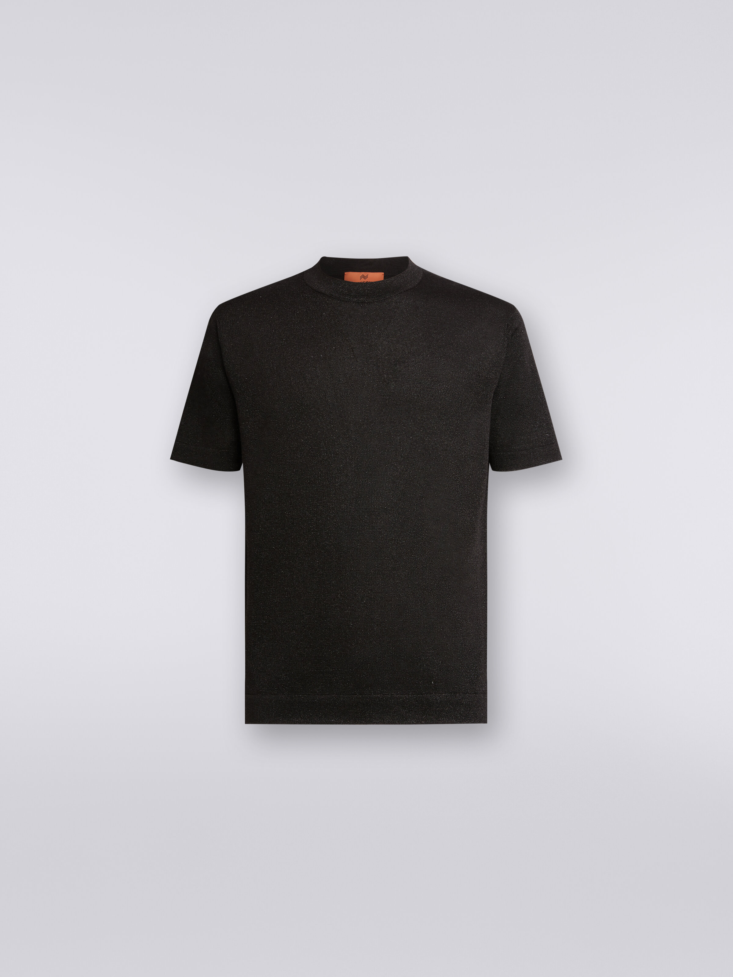 T-shirt in misto viscosa con lurex, Nero    - 0