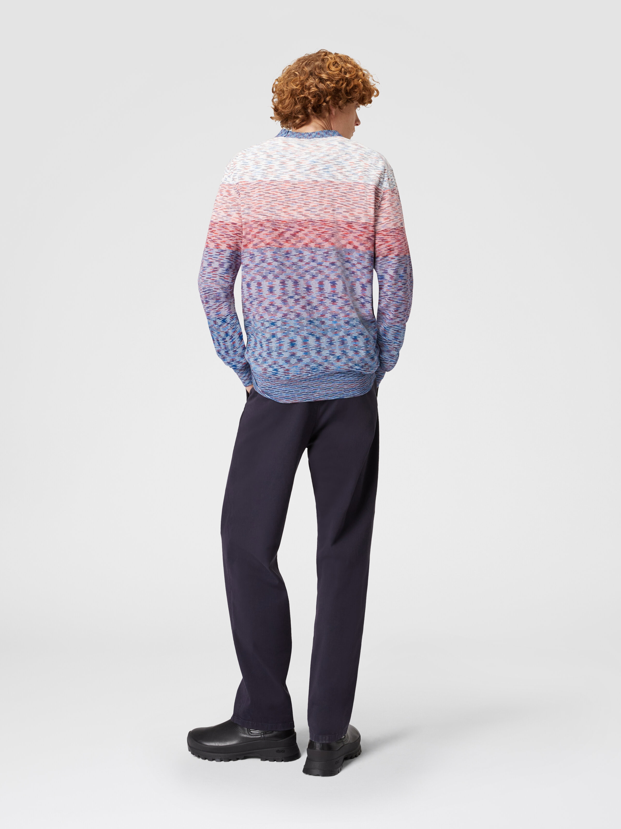 Cardigan in dégradé slub cotton knit, Multicoloured  - 2