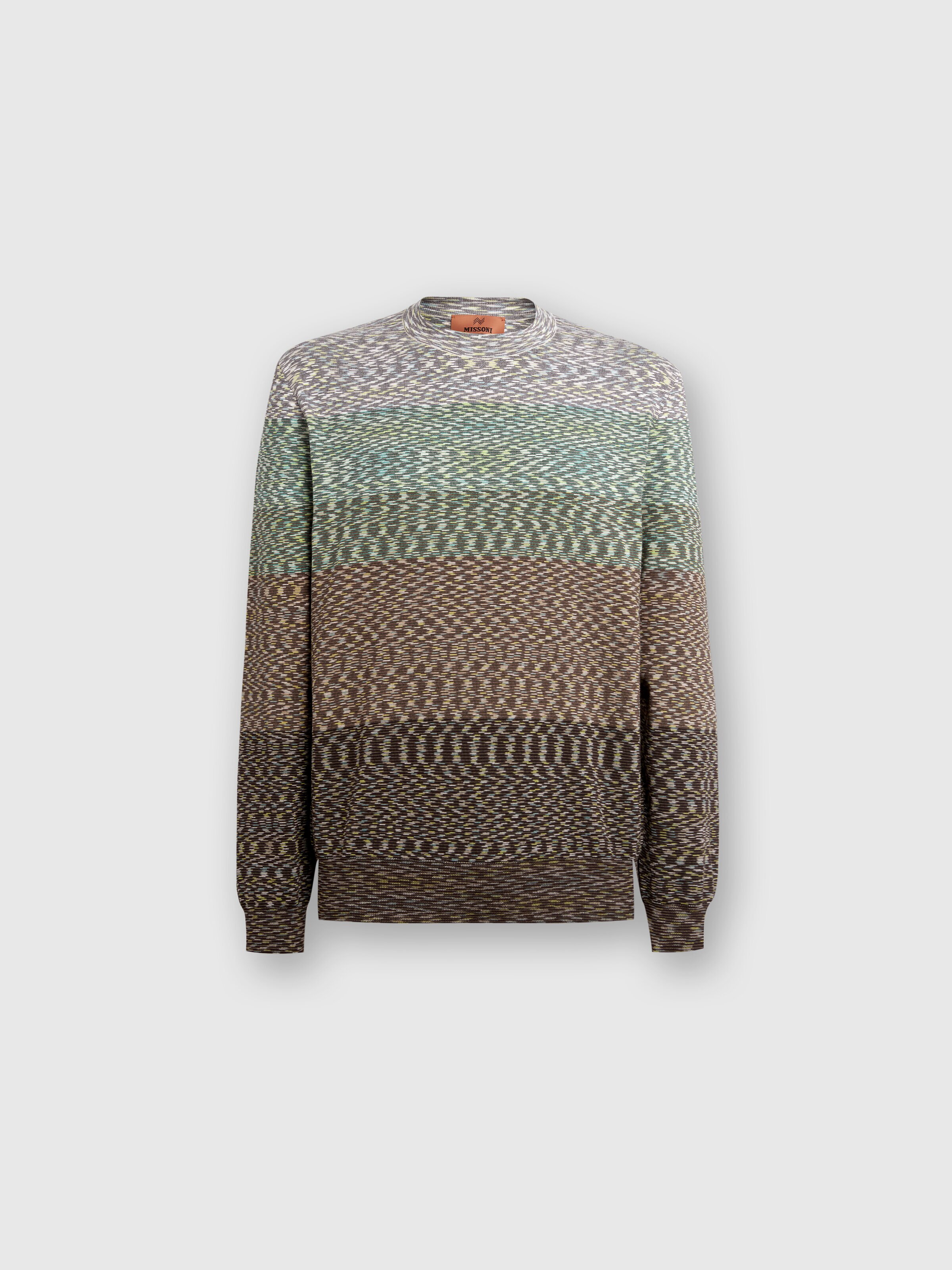 Crew-neck pullover in slub cotton, Multicoloured  - 0