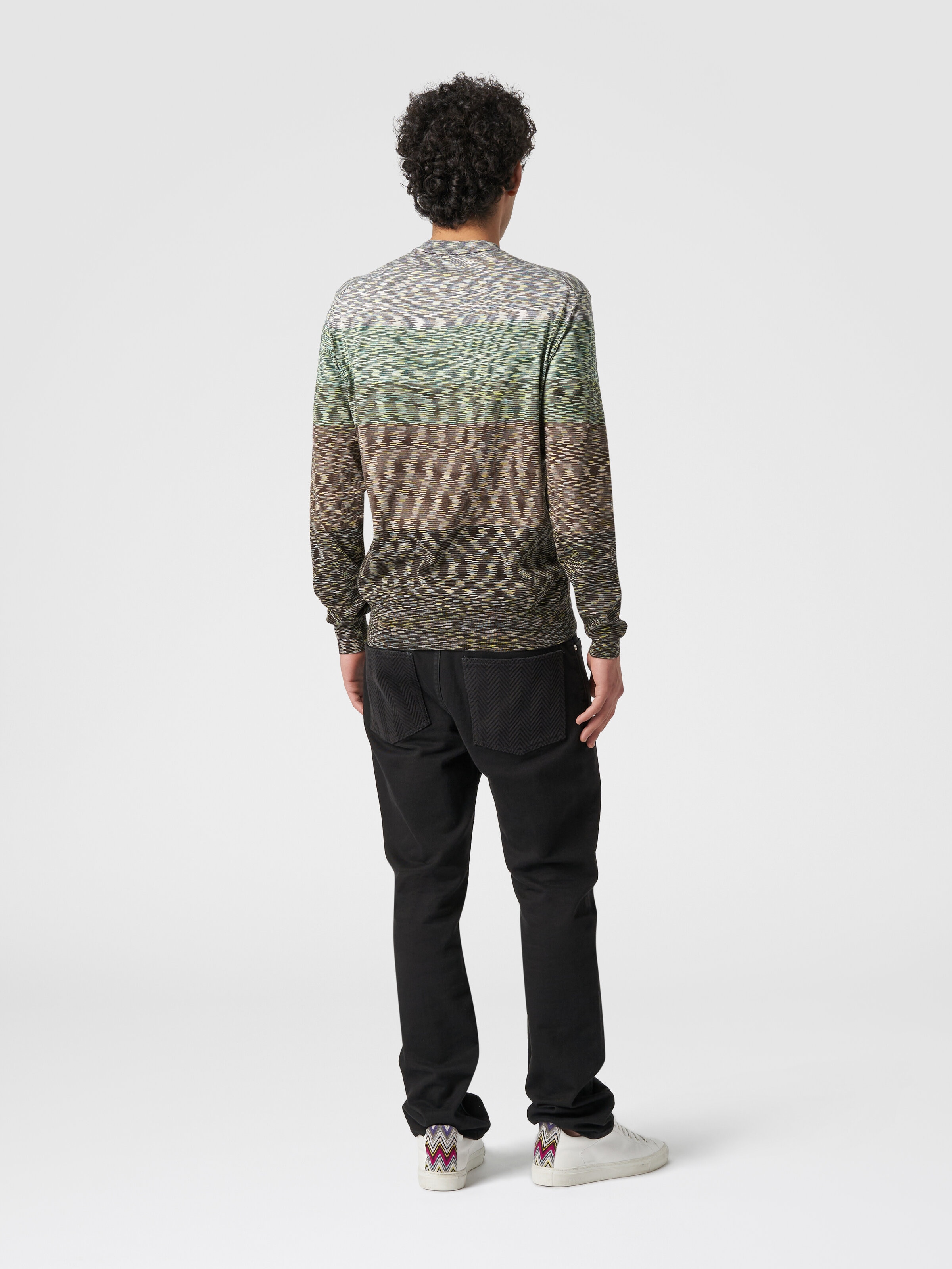 Crew-neck pullover in slub cotton, Multicoloured  - 2