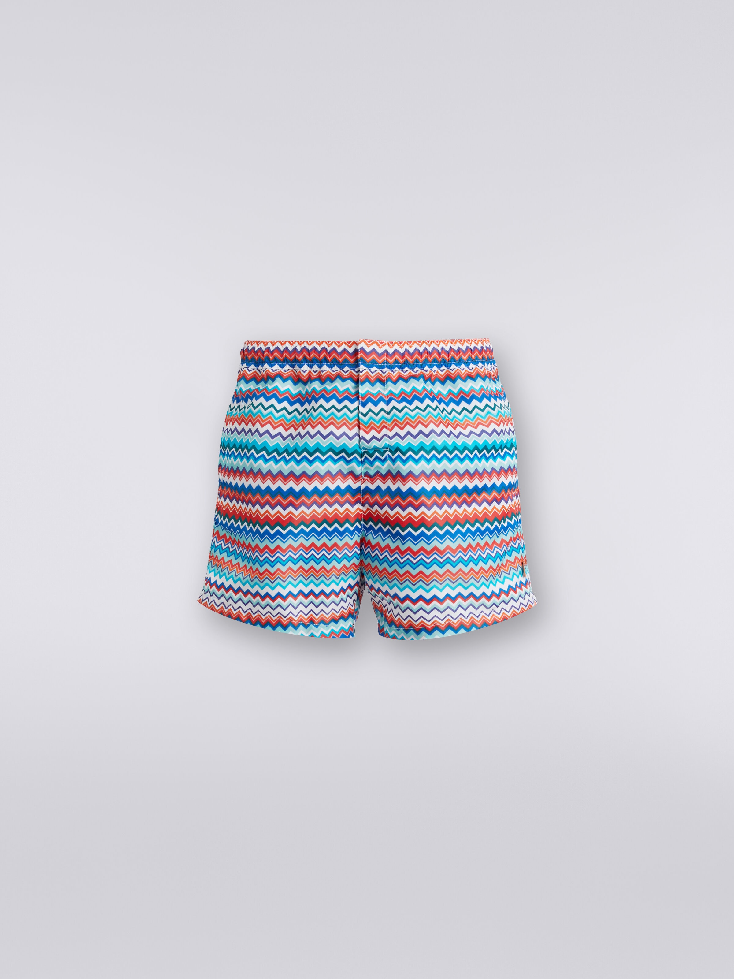 Boxer de bain en nylon à imprimé zig zag, Multicolore  - 0