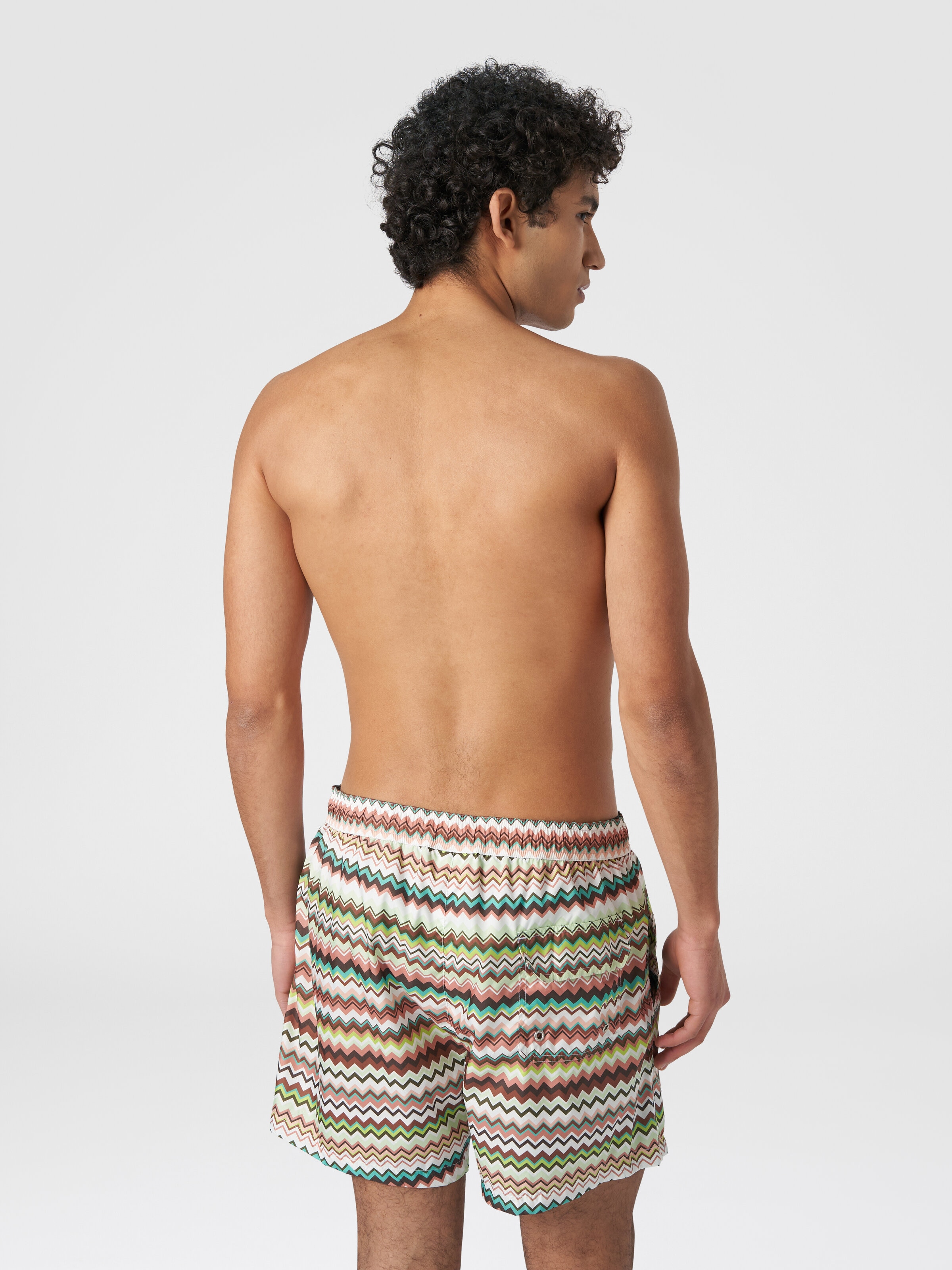 Swimming trunks in zigzag print nylon, Multicoloured  - 2