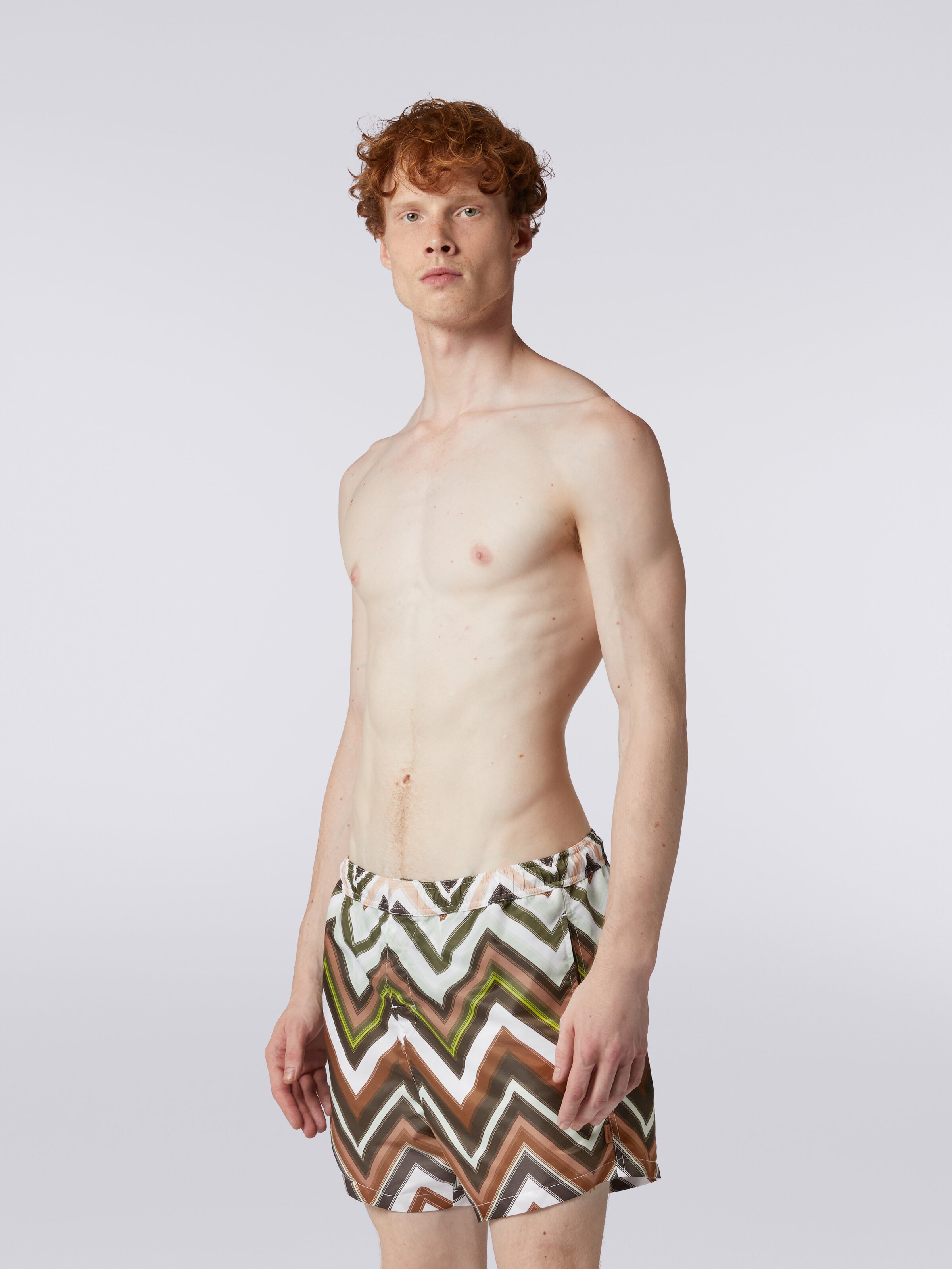 Swimming trunks in nylon with large gradated zigzag, Multicoloured  - 2