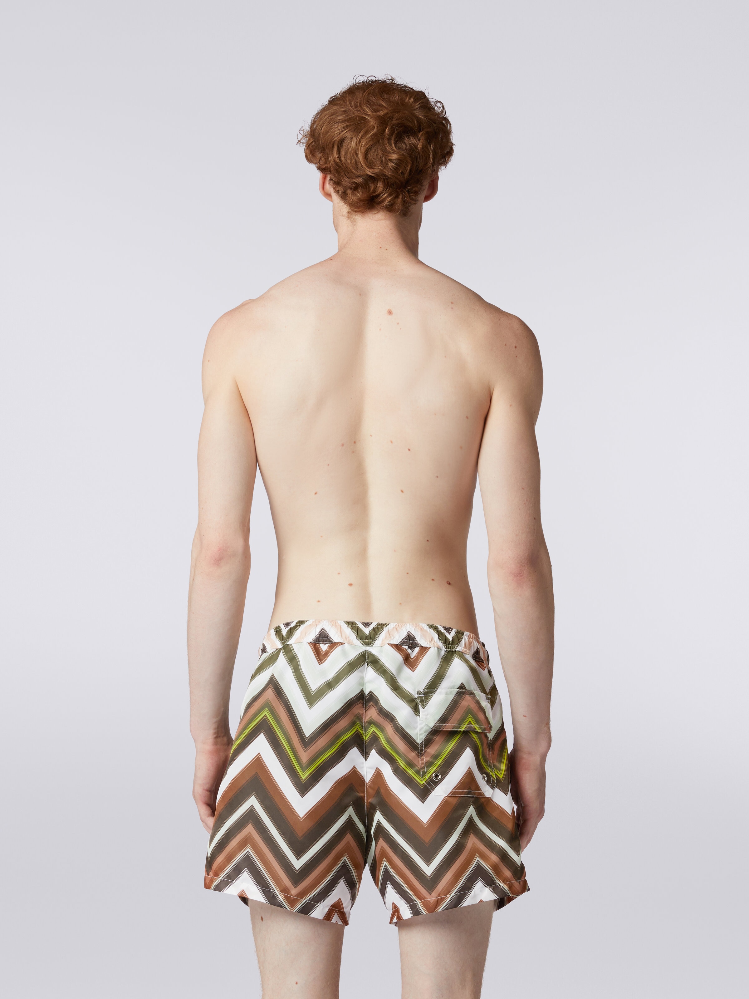 Swimming trunks in nylon with large gradated zigzag, Multicoloured  - 3