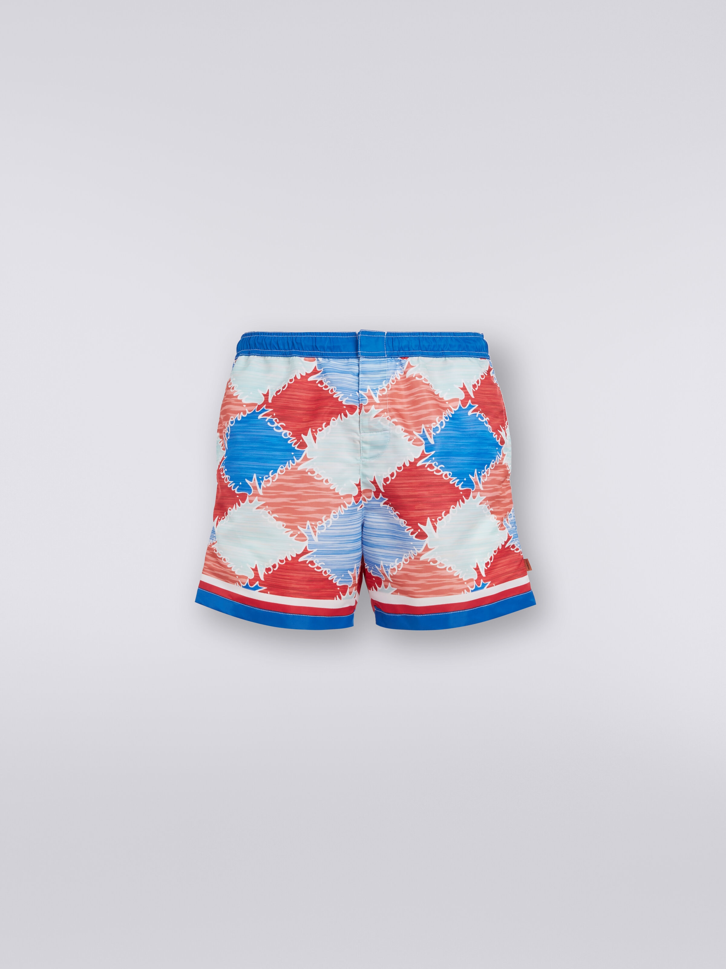 Swimming trunks in slub nylon with logo print, Multicoloured  - 0
