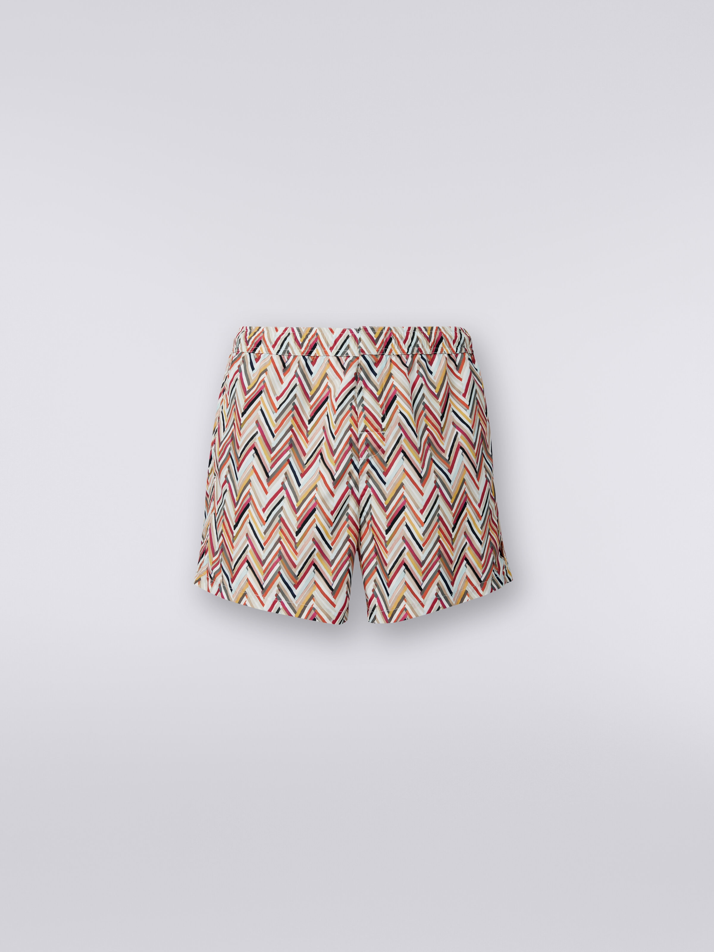 Swimming trunks with brushstroke effect zigzag print, Multicoloured  - 0