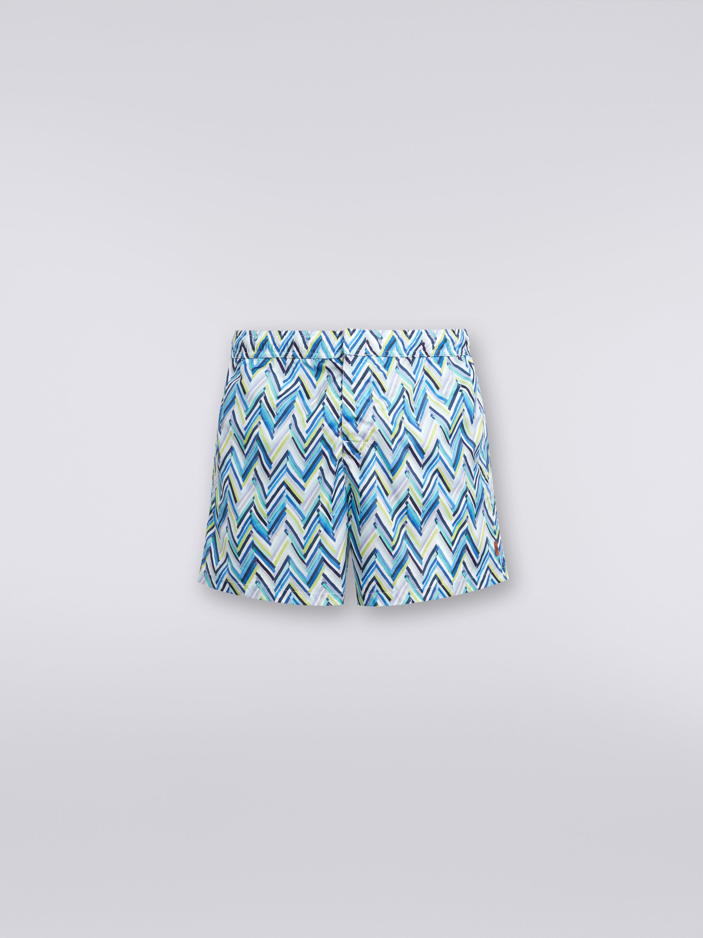 Swimming trunks with brushstroke effect zigzag print, Multicoloured  - 0
