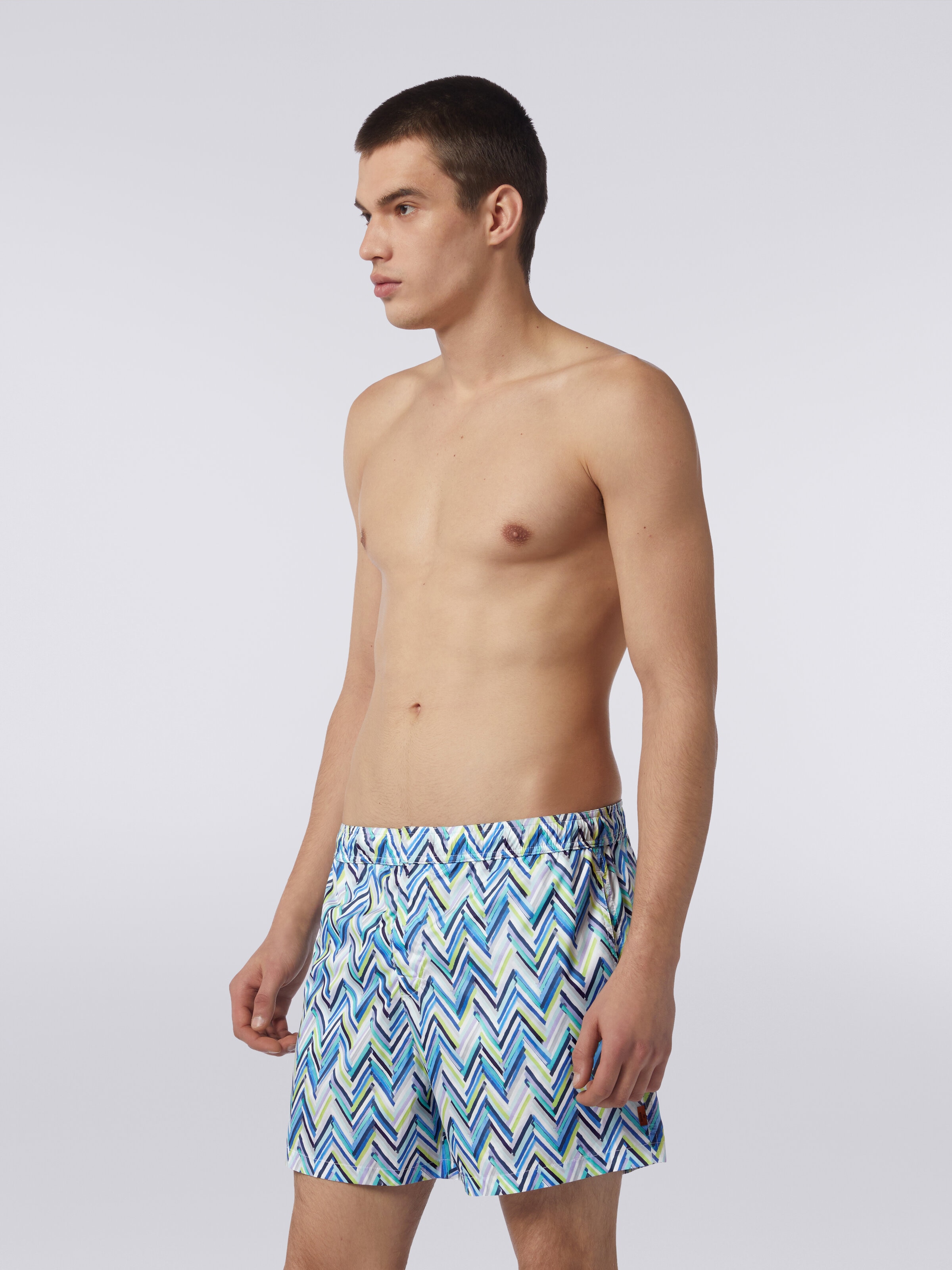 Swimming trunks with brushstroke effect zigzag print, Multicoloured  - 2