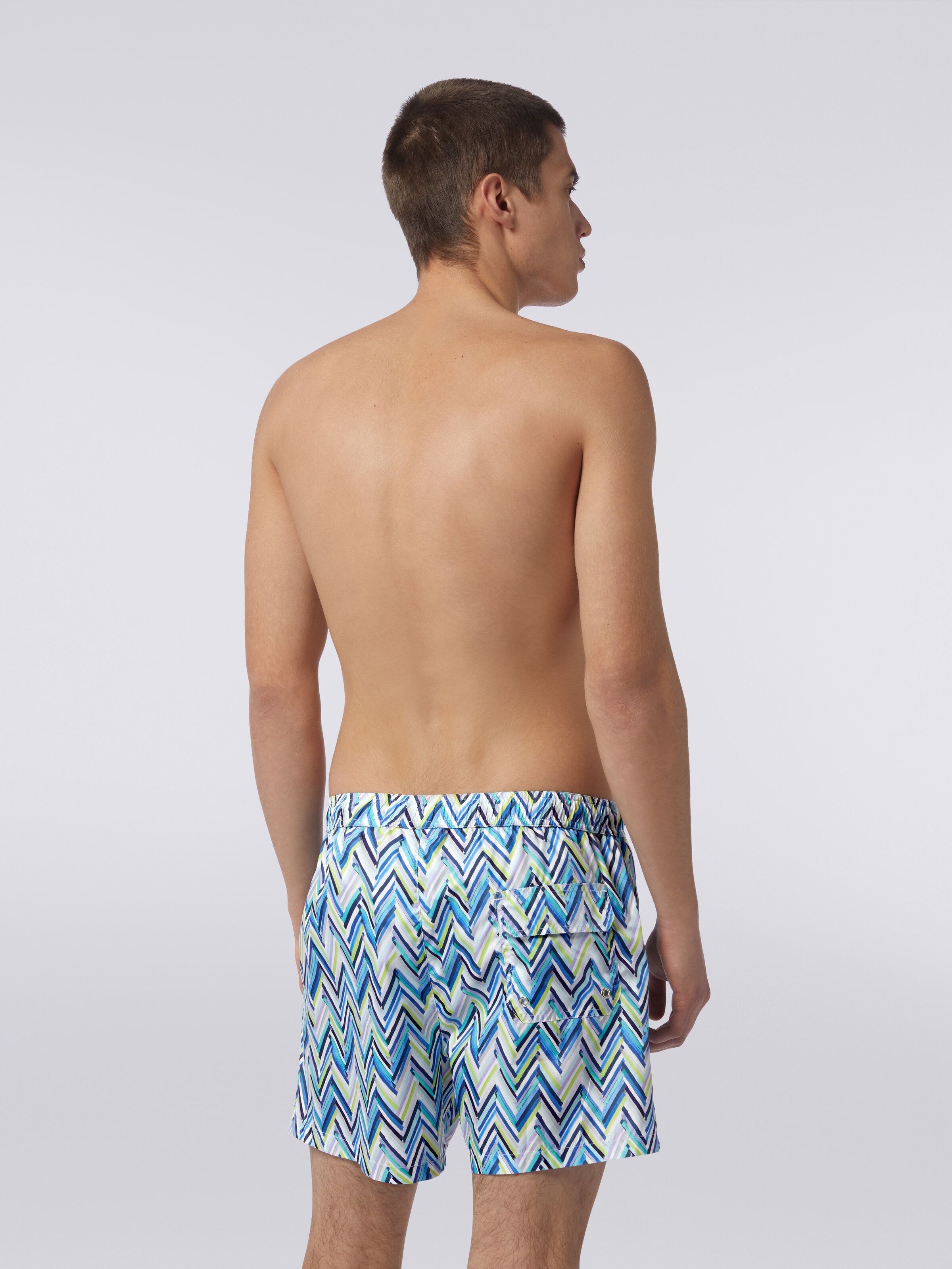 Swimming trunks with brushstroke effect zigzag print, Multicoloured  - 3