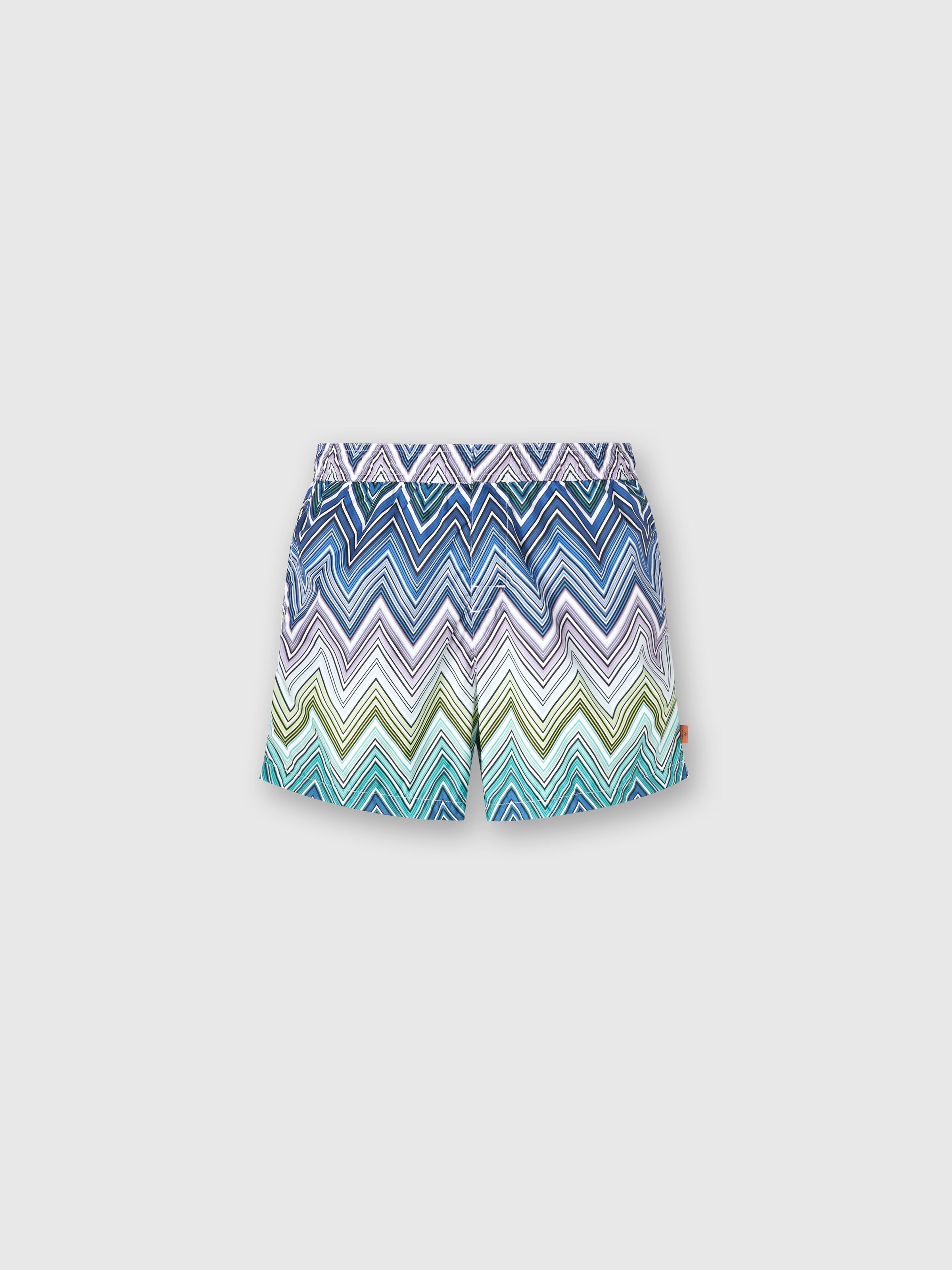 Swimming trunks with large zigzag print, Multicoloured  - 0