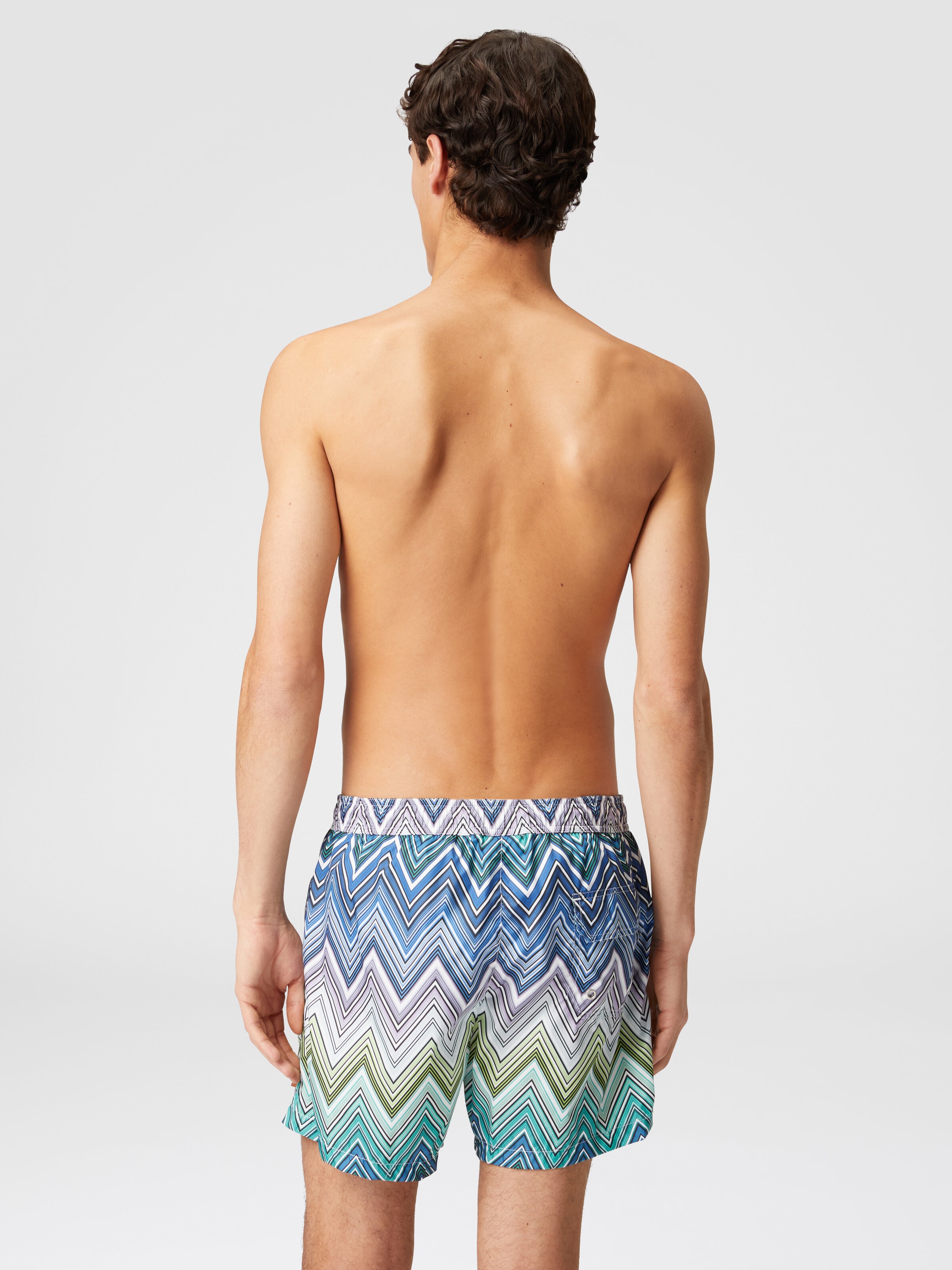 Swimming trunks with large zigzag print, Multicoloured  - 2