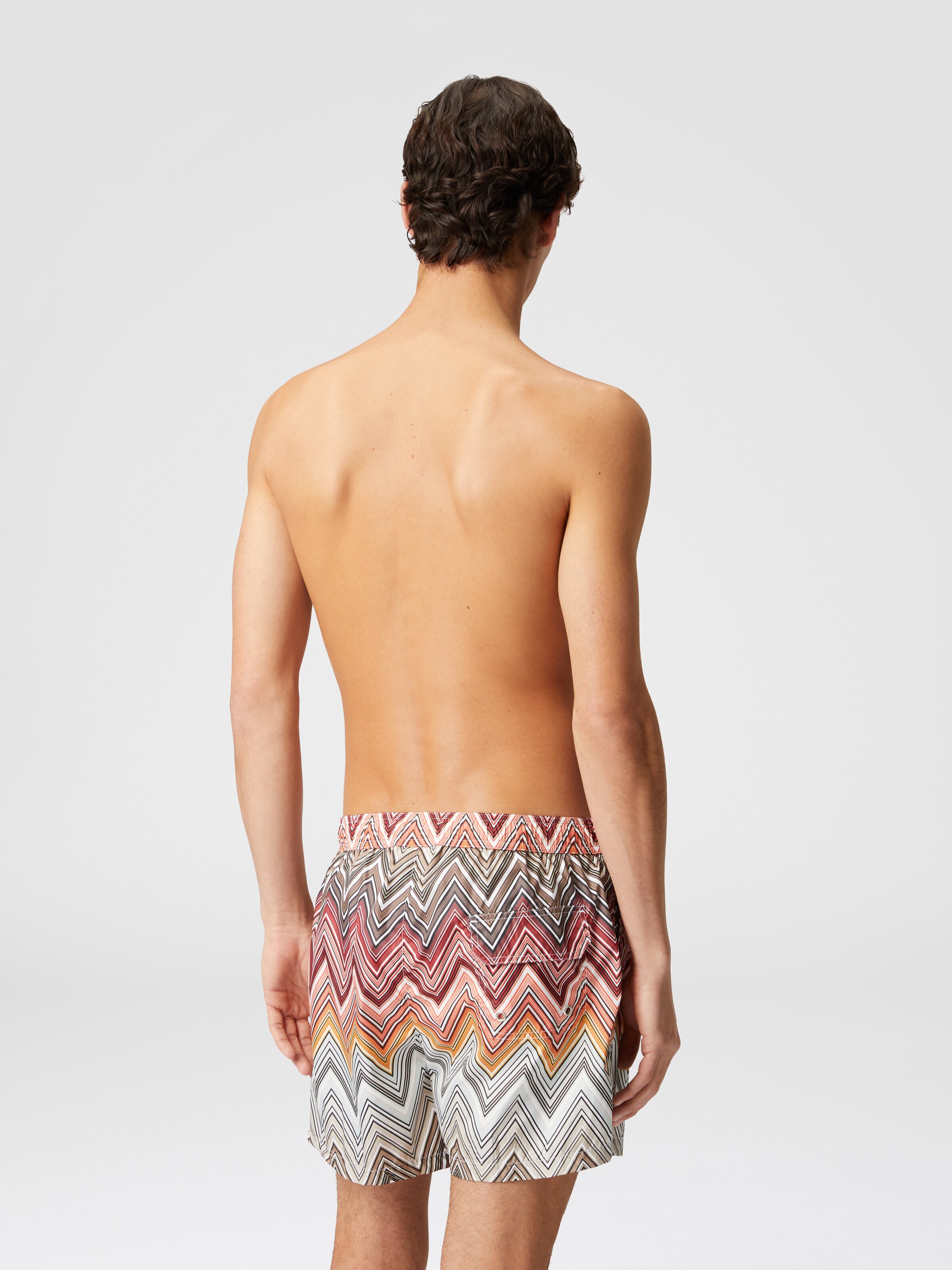 Swimming trunks with large zigzag print, Multicoloured  - 2