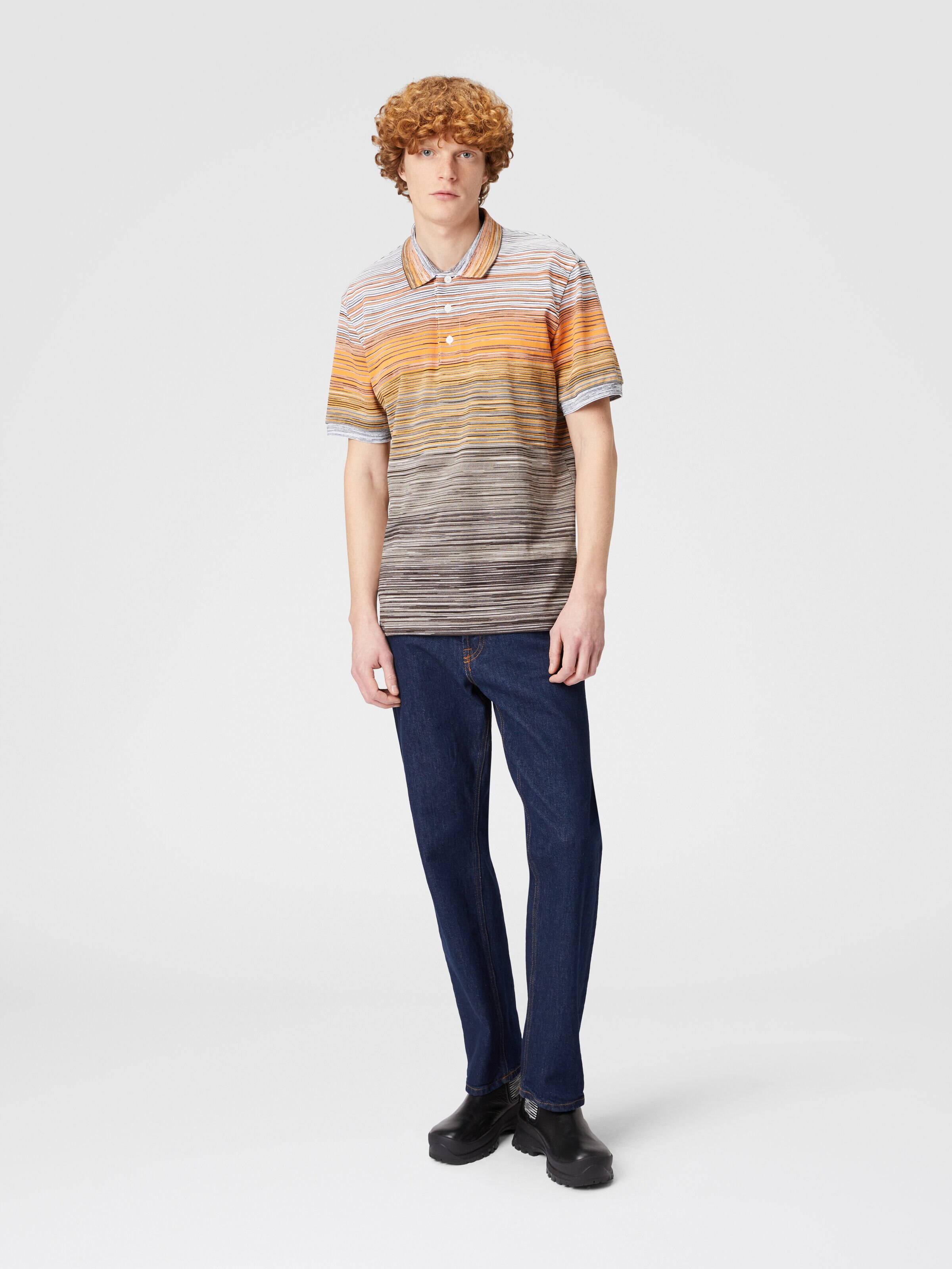 Slub cotton piqué polo shirt, Multicoloured  - 1