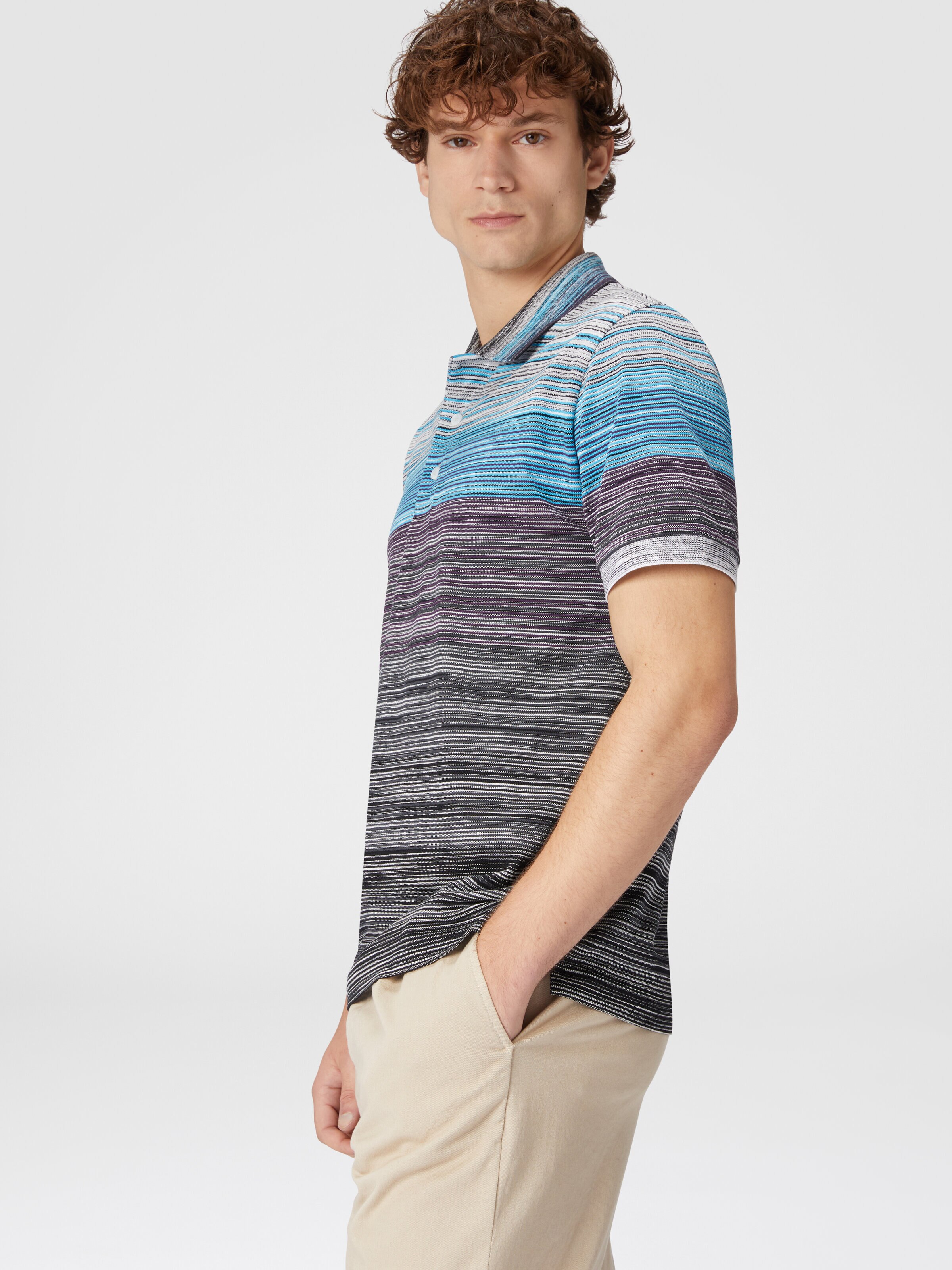 Polo de piqué de algodón flameado, Multicolor  - 3