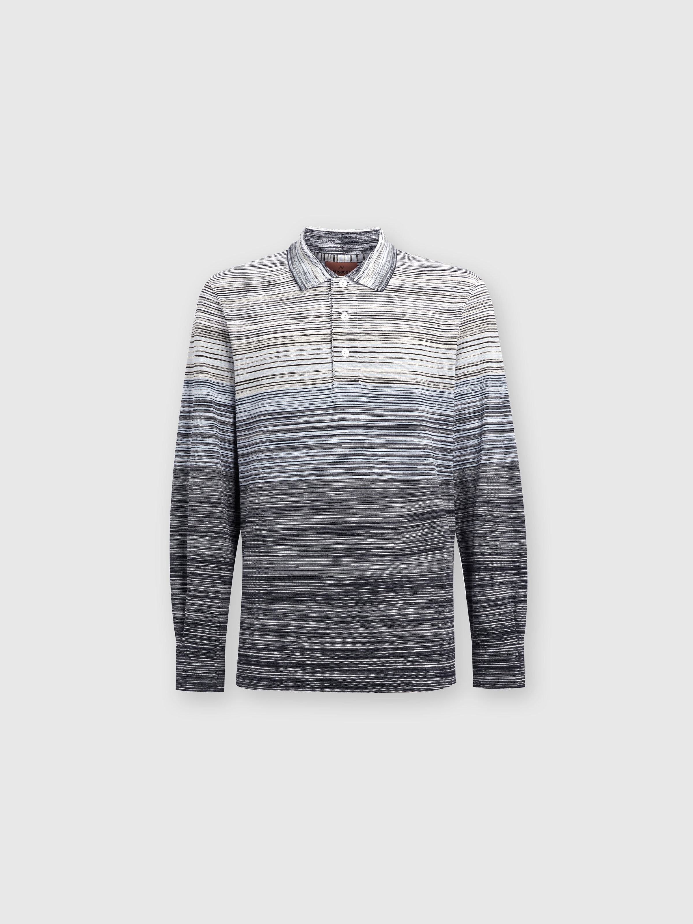 Long sleeved polo shirt in slub cotton pique Multicoloured Missoni