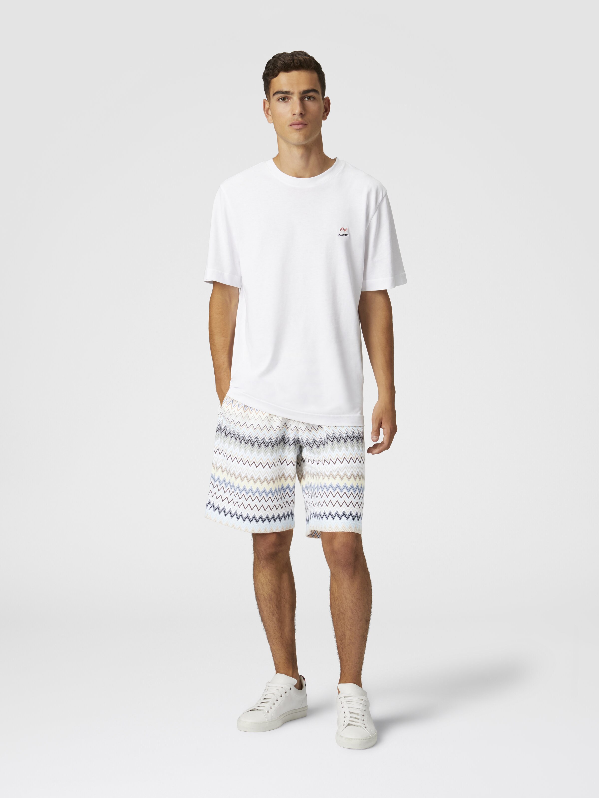 Zick-Zack-Bermudashorts aus Baumwolle, Mehrfarbig  - 1