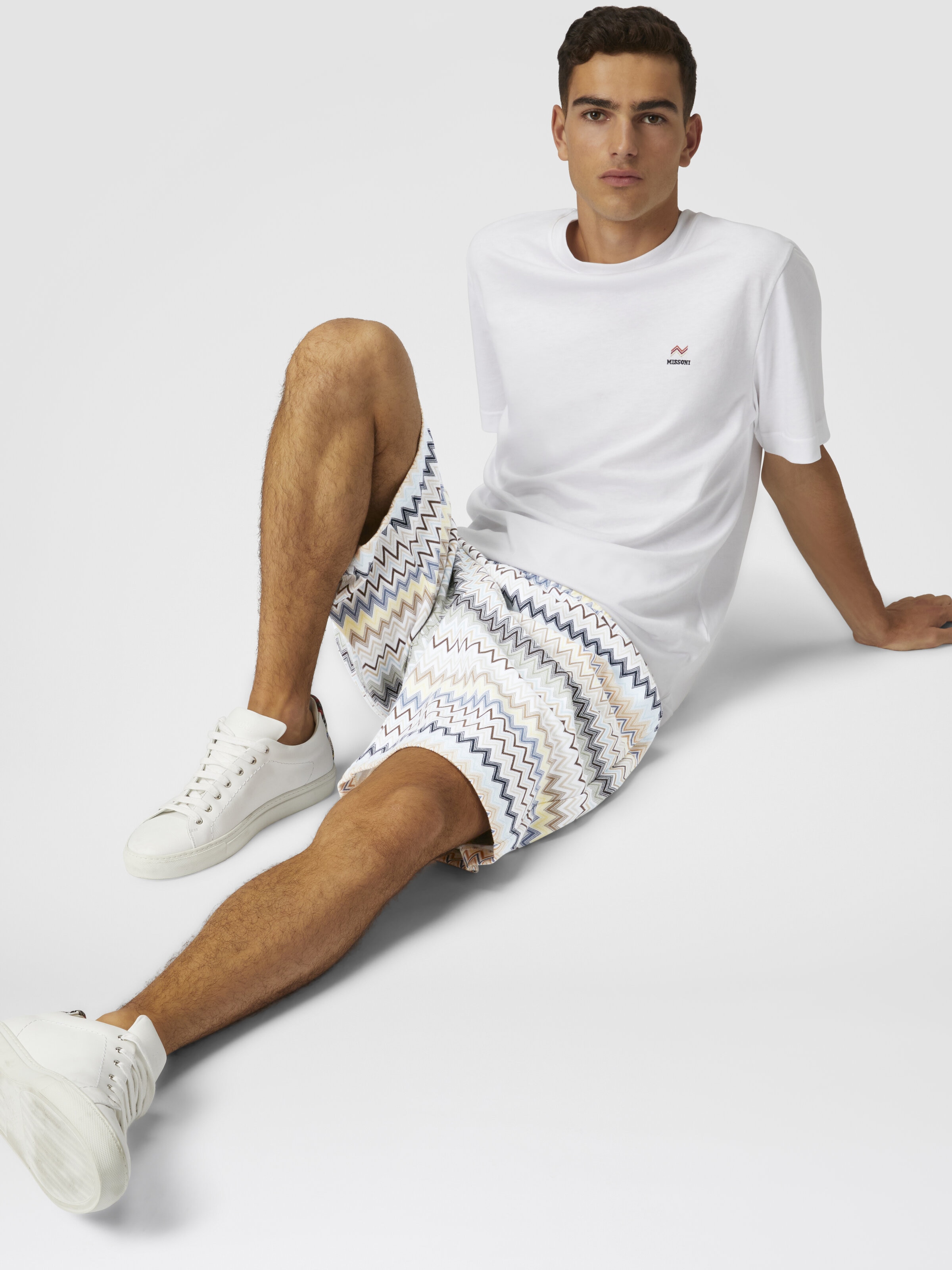 Zick-Zack-Bermudashorts aus Baumwolle, Mehrfarbig  - 3