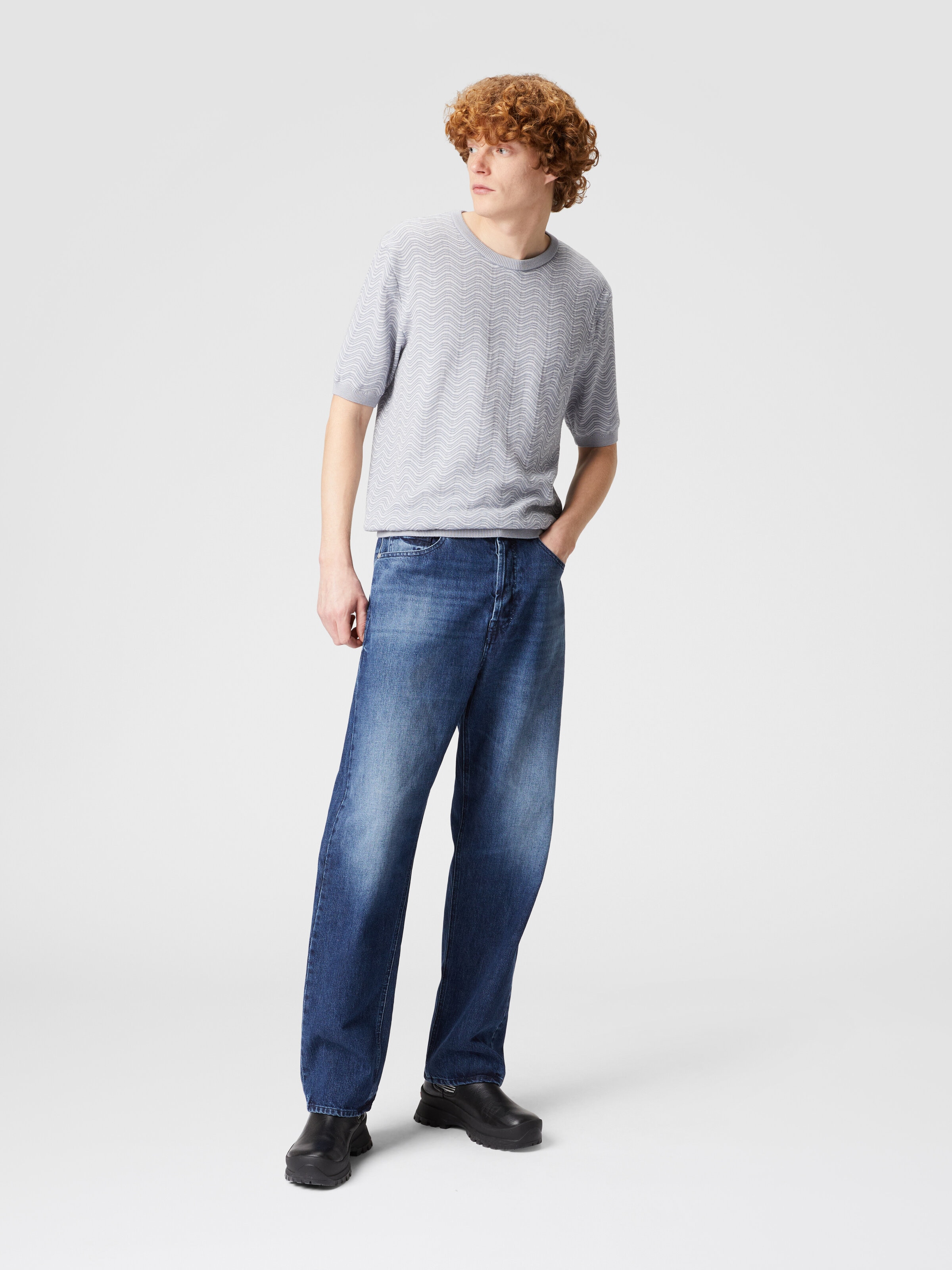 Five denim pockets with Venezia knit insert, Blue - 3
