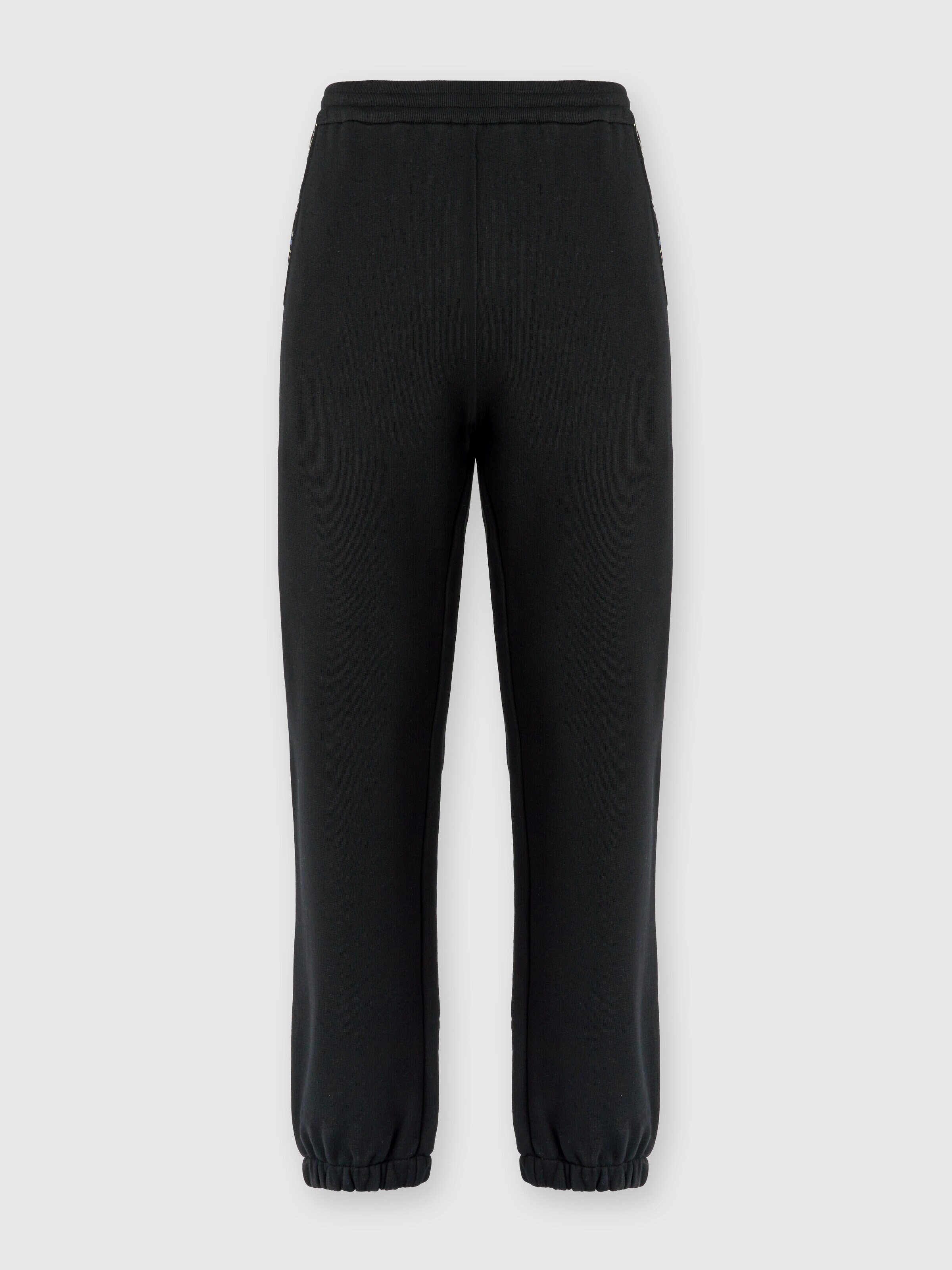 Cotton fleece joggers with knitted insert, Multicoloured  - 0