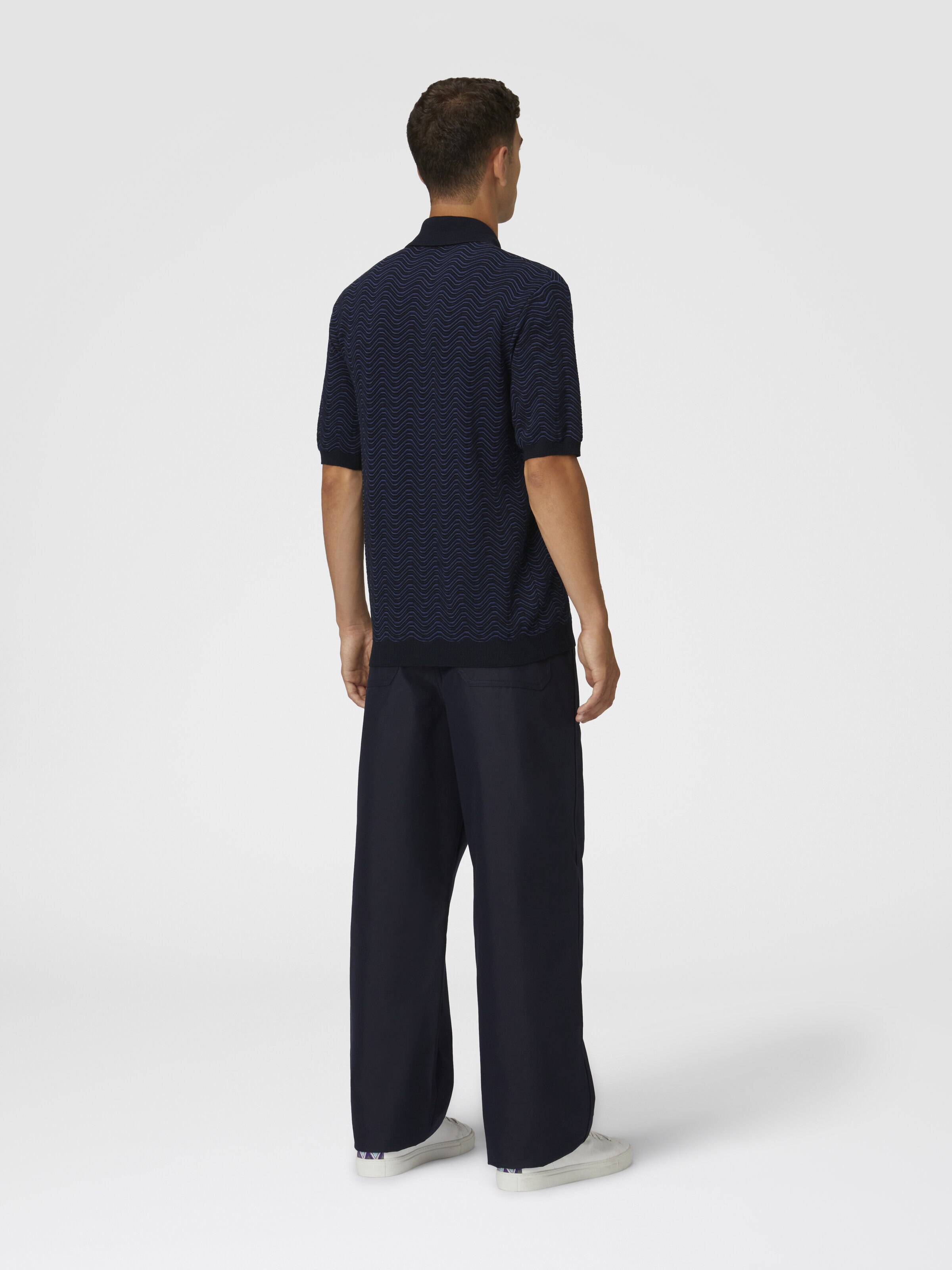 Cotton-blend drill cargo pants, Blue - 2
