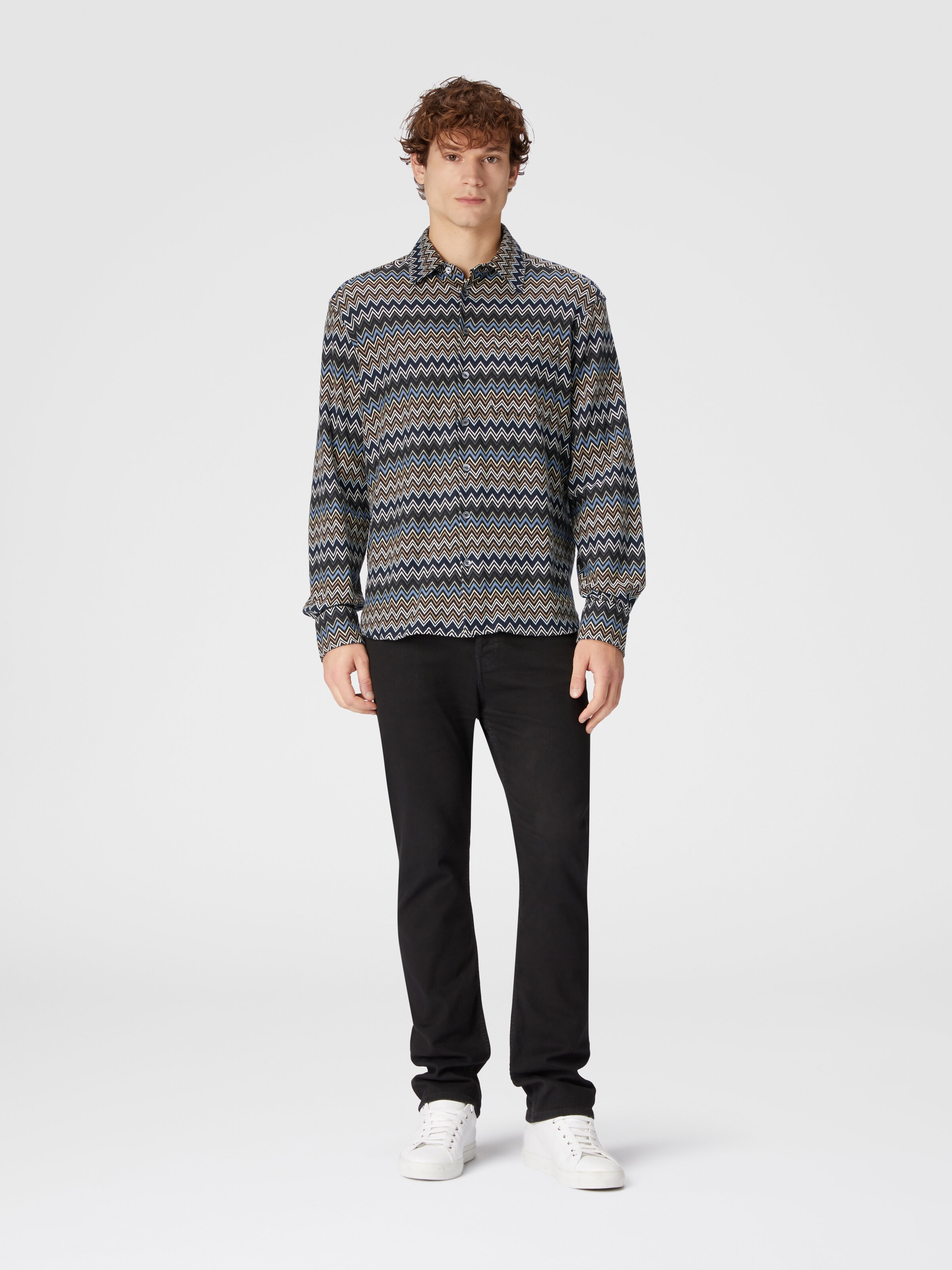 Camicia in cotone zig zag, Multicolore  - 1