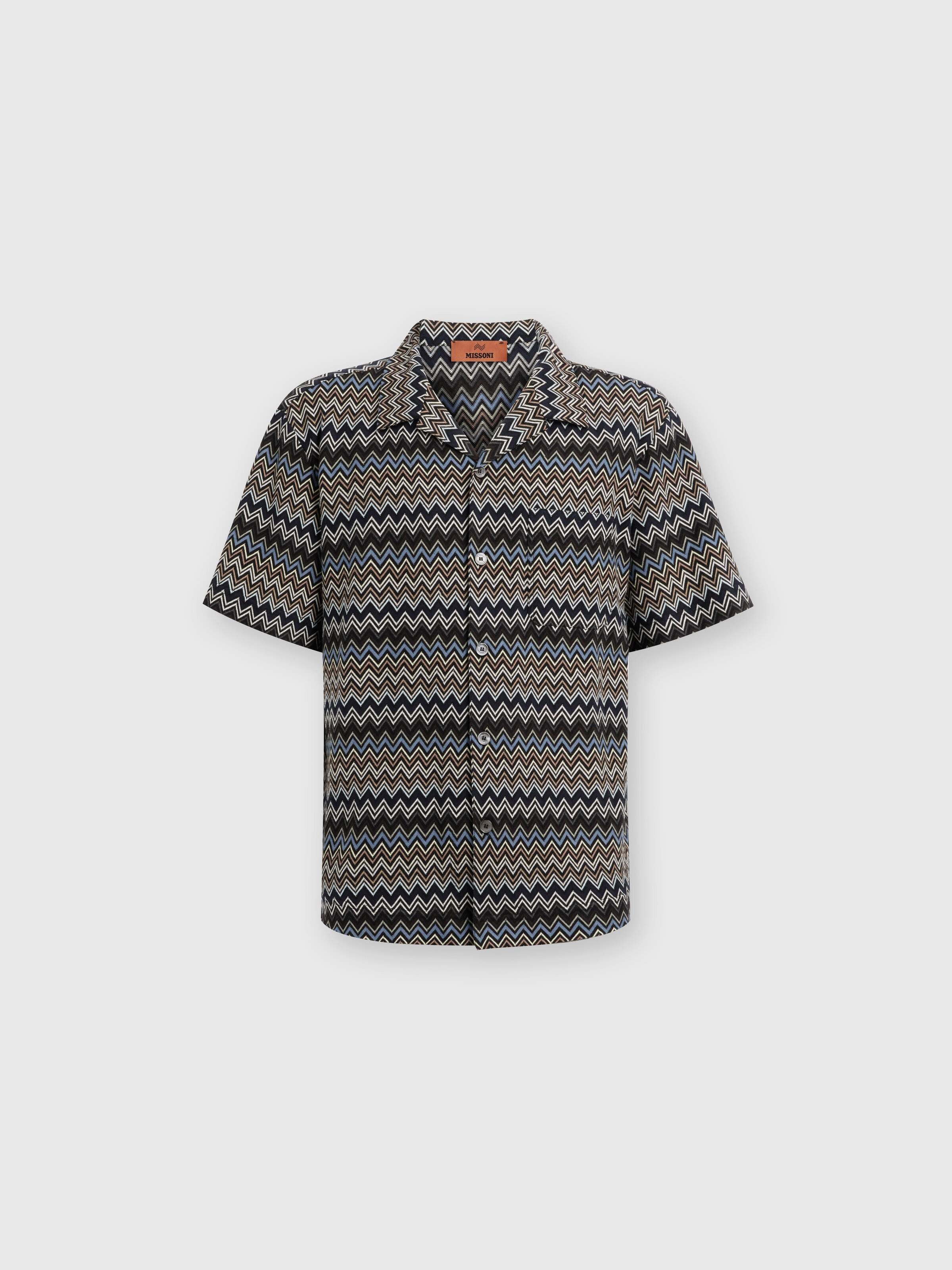 Camicia taglio bowling in cotone zig zag, Multicolore  - 0
