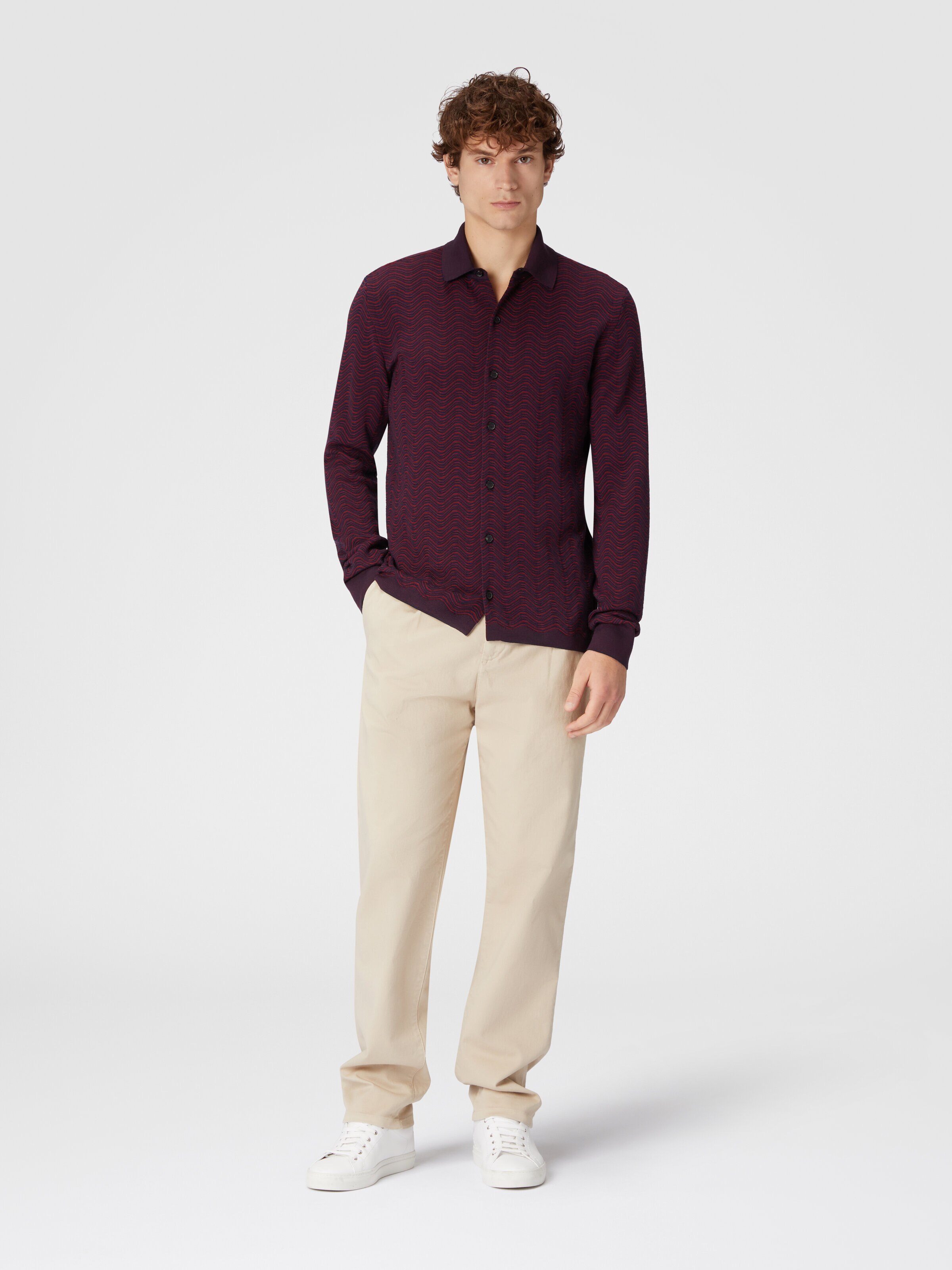 Virgin wool and viscose shirt with wave pattern Red | Missoni
