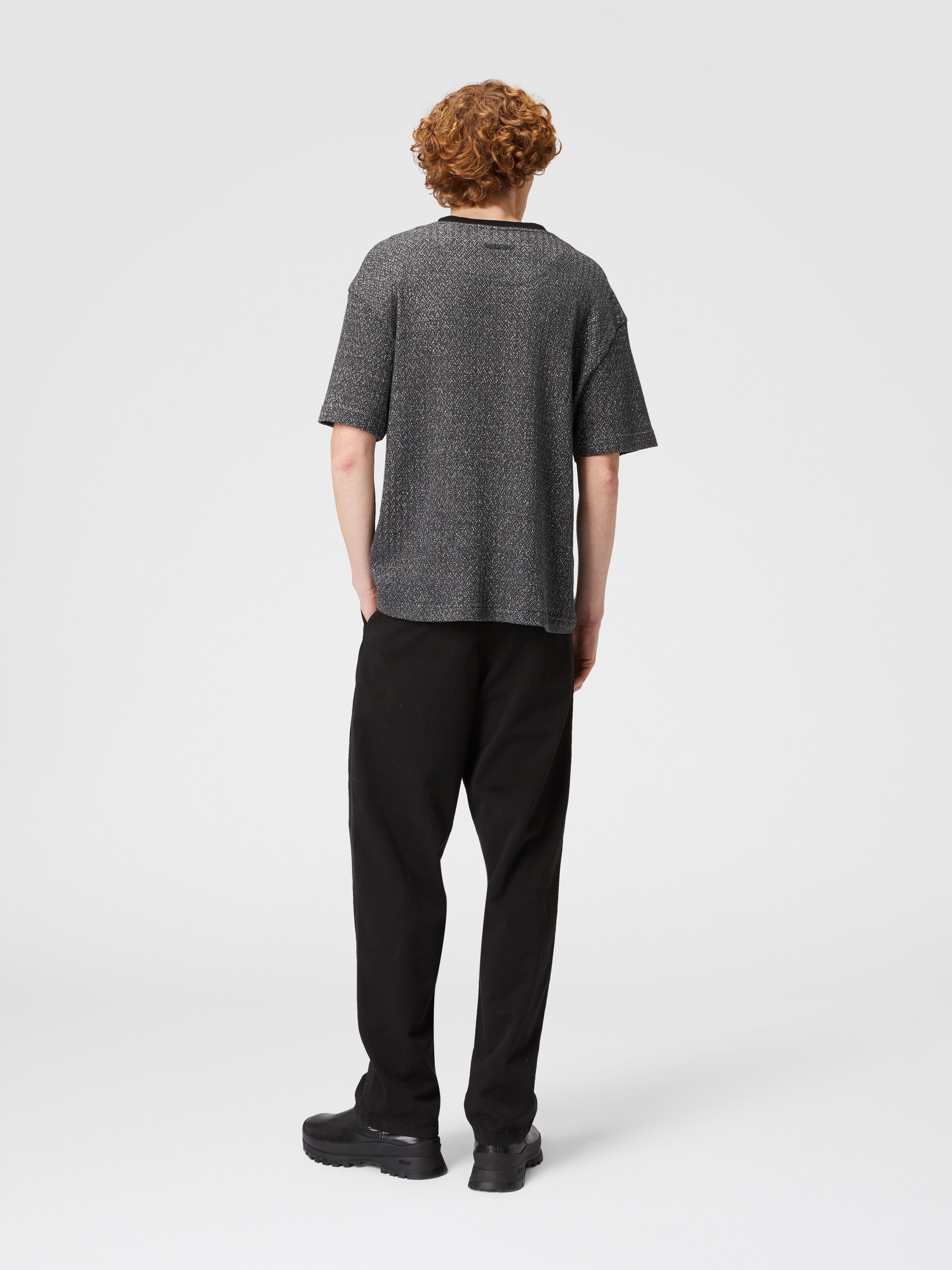 Lamé zig zag cotton and viscose T-shirt, Black & Multicoloured  - 2