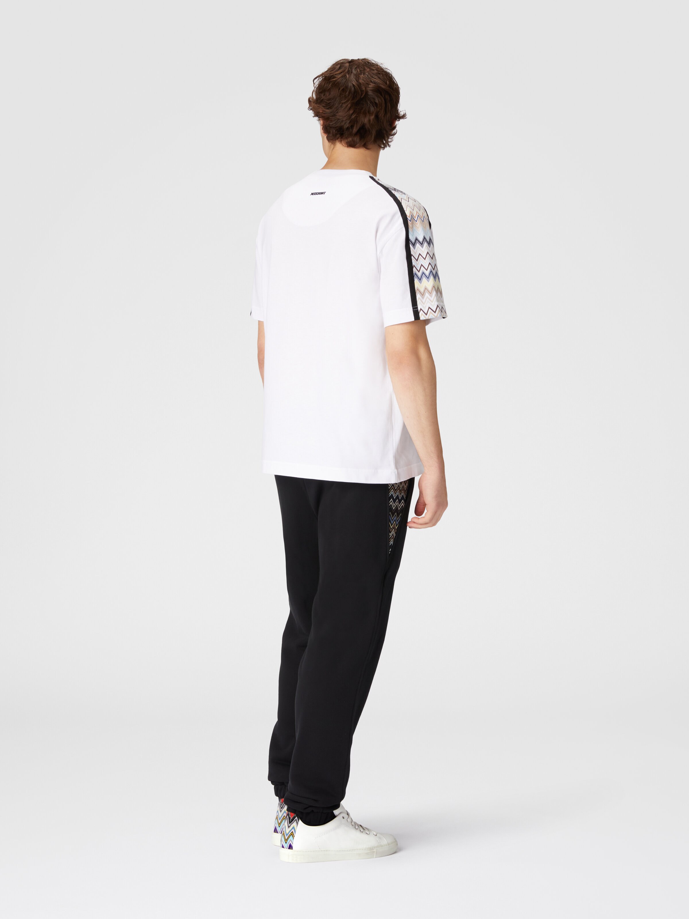 Cotton jersey T-shirt with zigzag inserts, Multicoloured  - 2