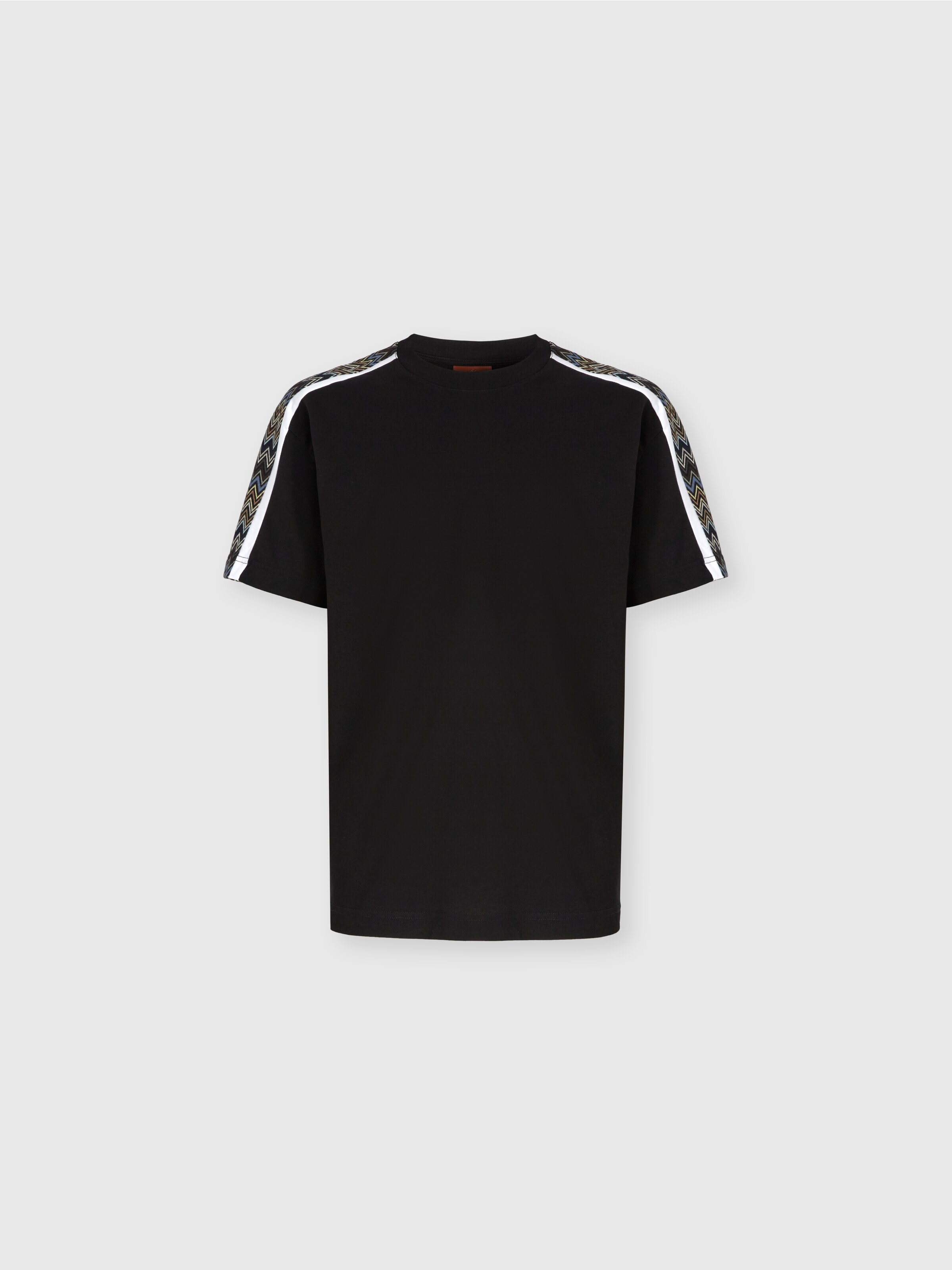Cotton jersey T-shirt with zigzag inserts, Multicoloured  - 0