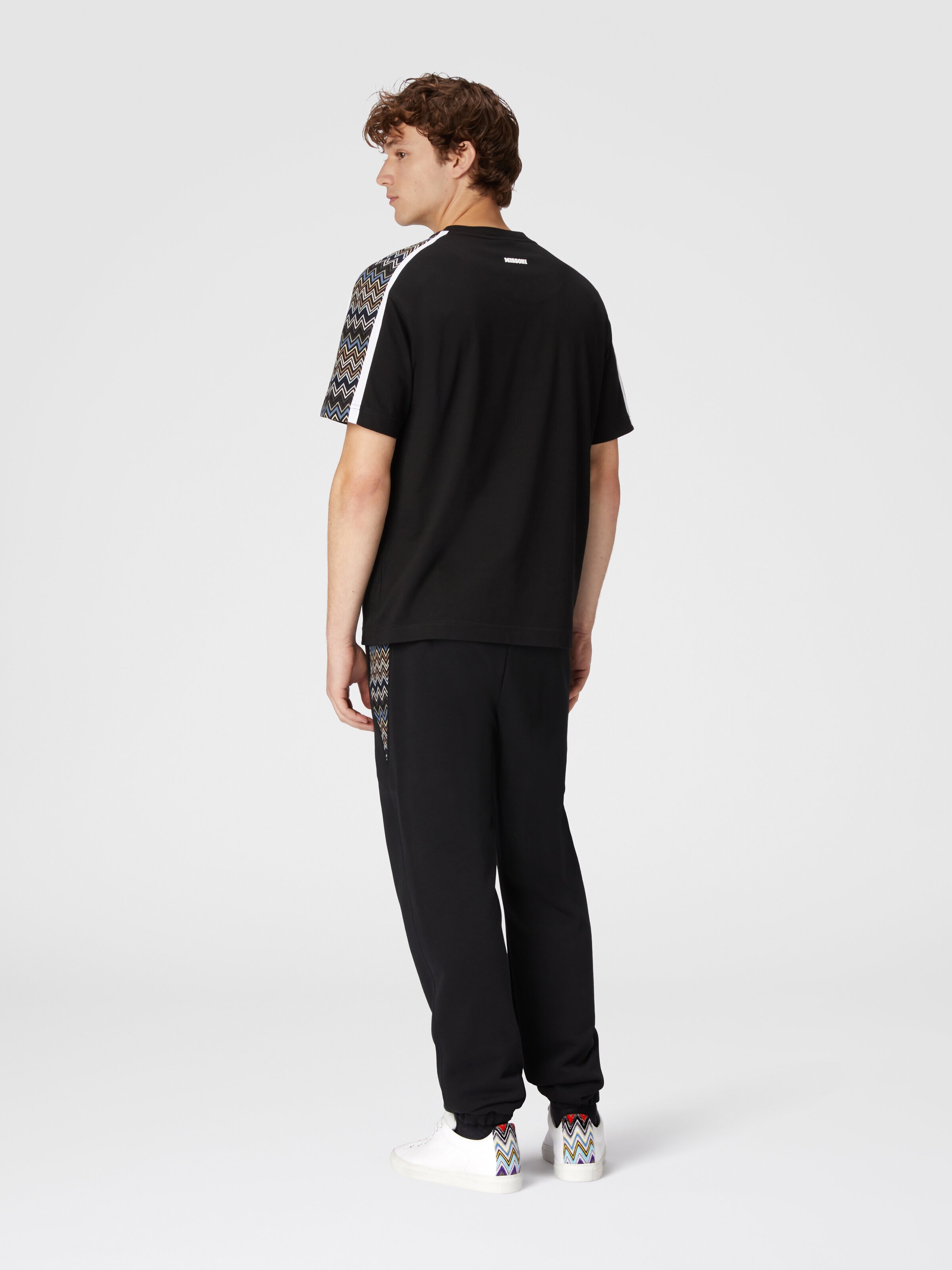 Cotton jersey T-shirt with zigzag inserts, Multicoloured  - 2
