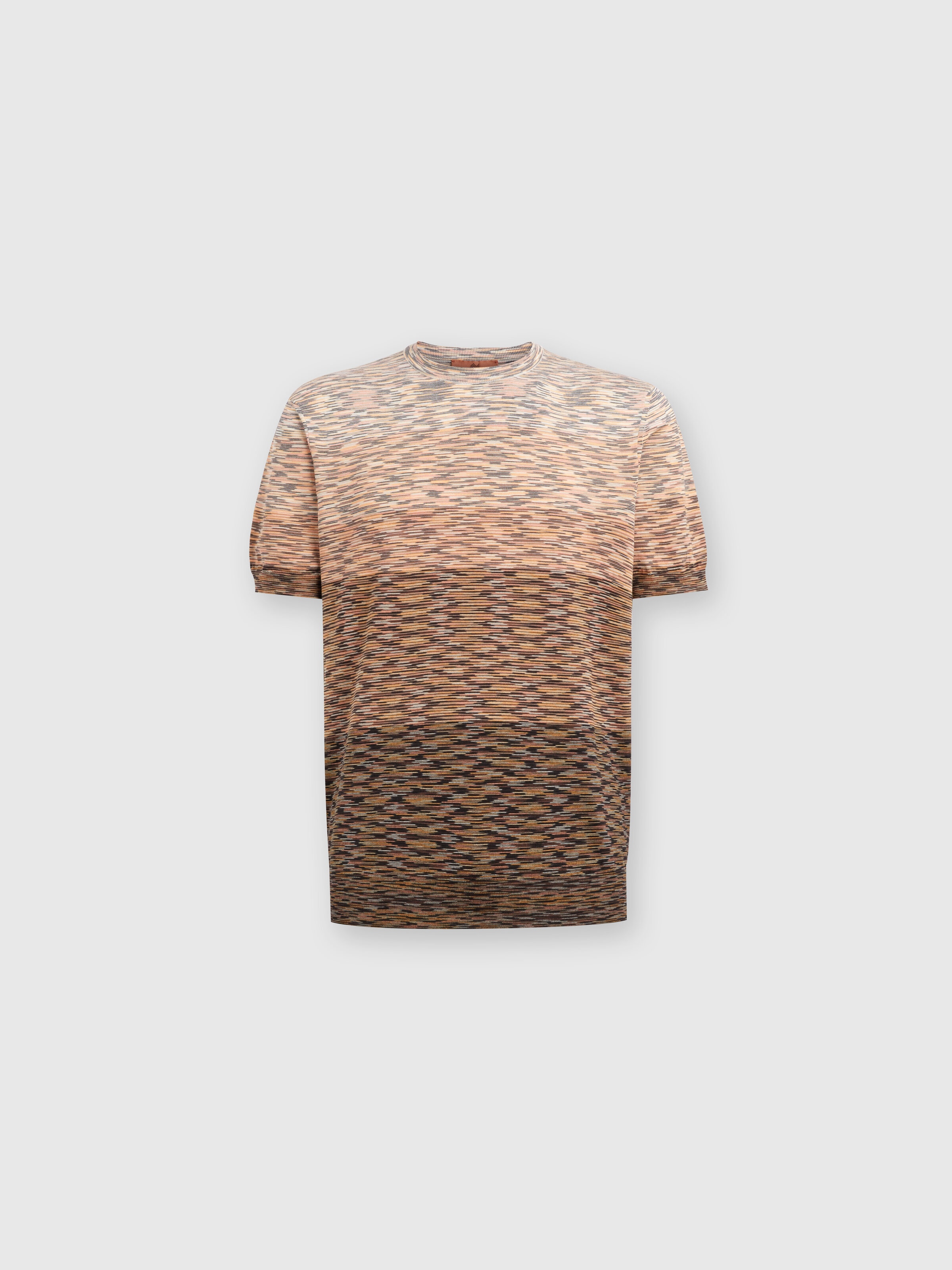 T-shirt en maille de coton flammé, Orange & Brun - 0
