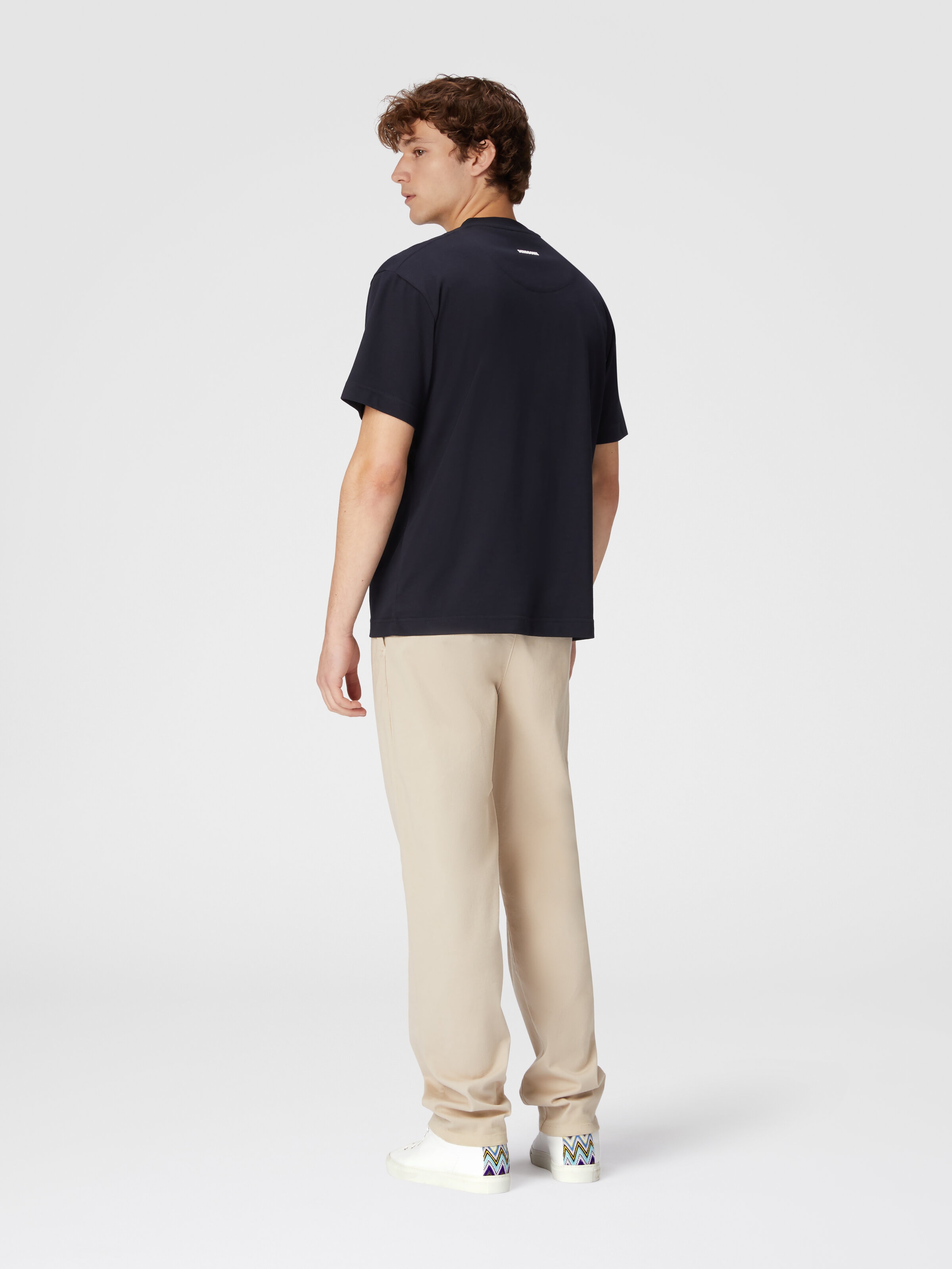Cotton jersey T-shirt with zig zag embroidery, Blue - 2