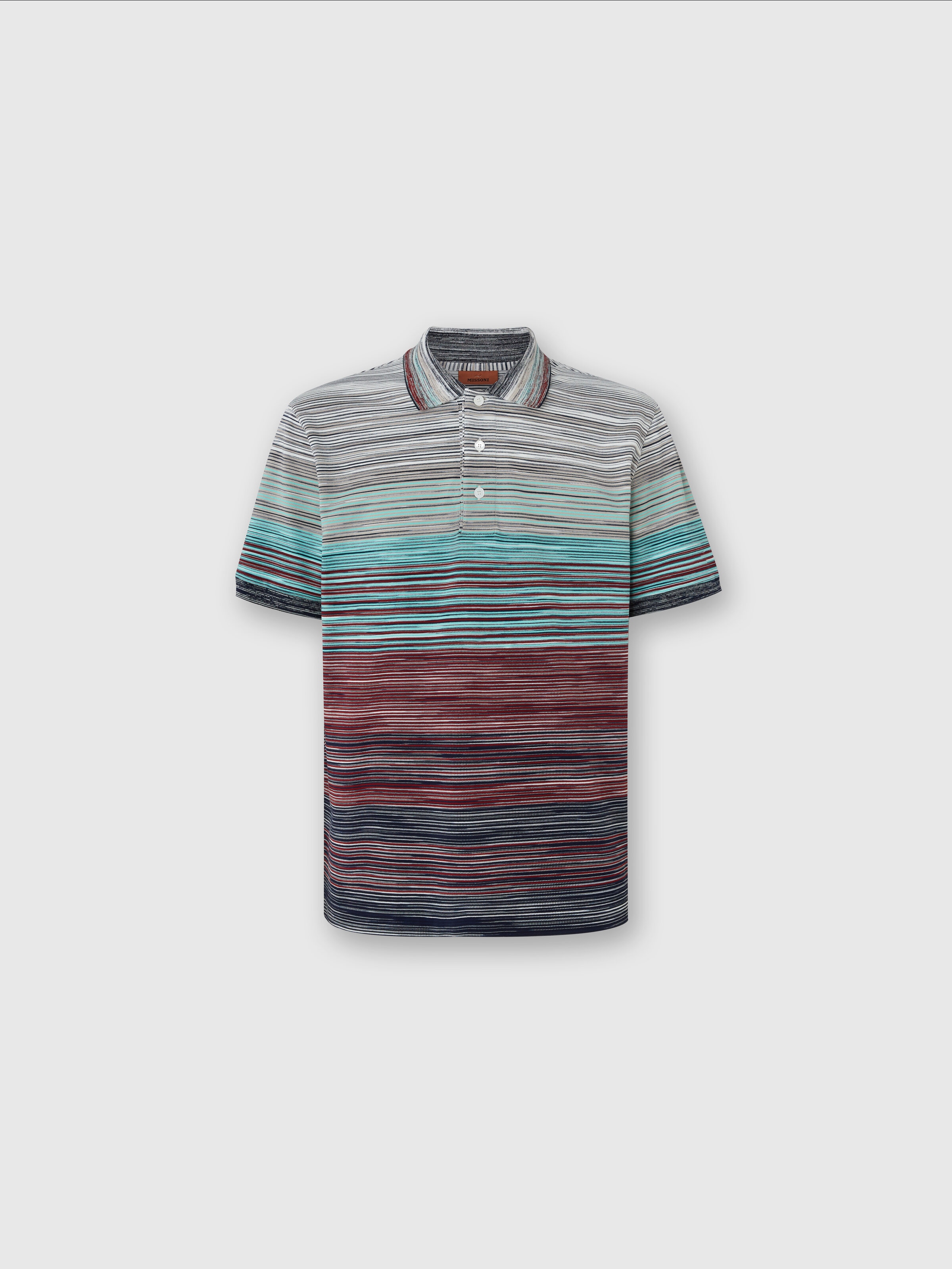 Polo in piquet di cotone fiammato sfumato, Rosso &  Blu - 0