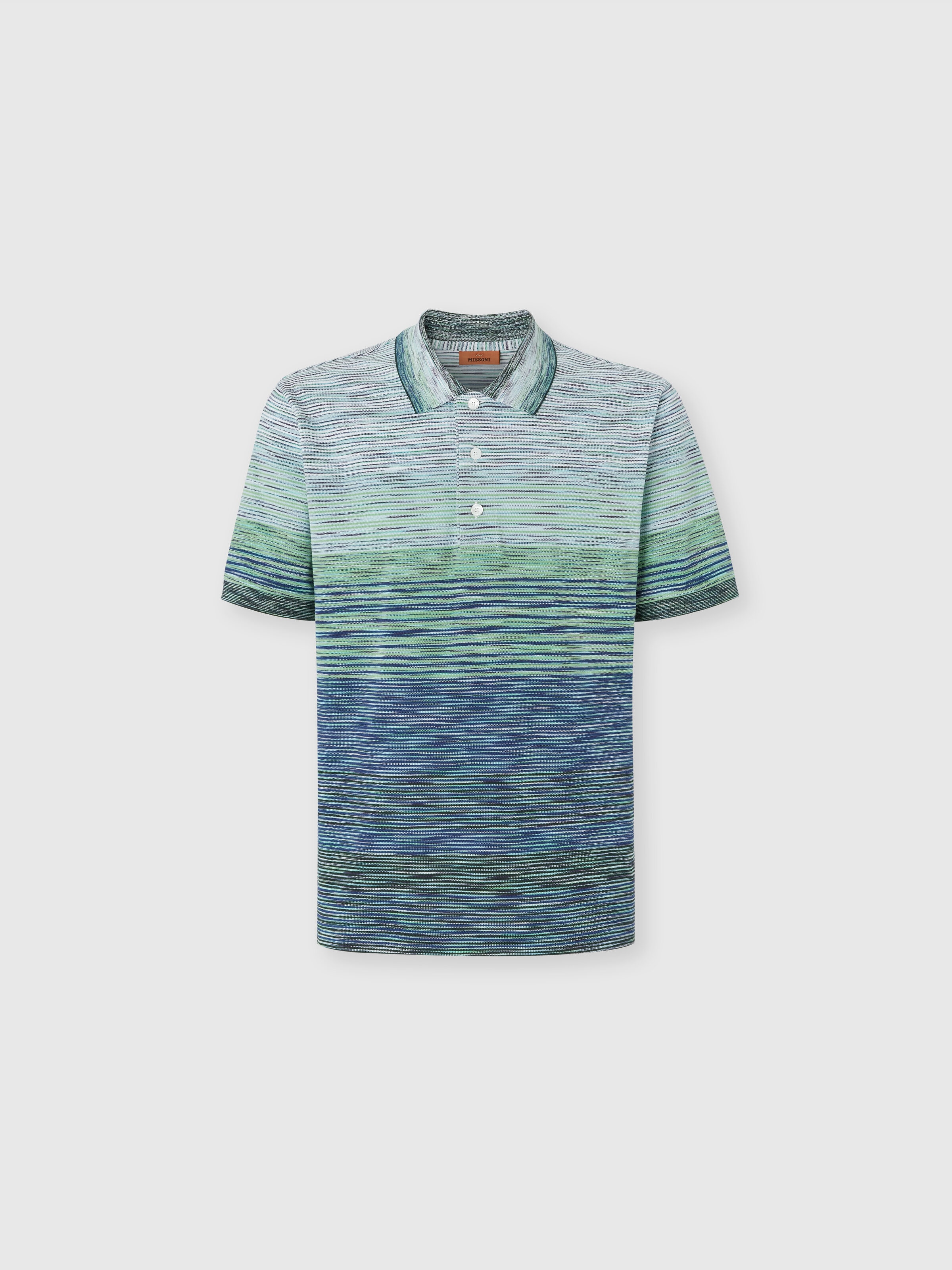 Polo shirt in shaded slub cotton piqué, Green - 0