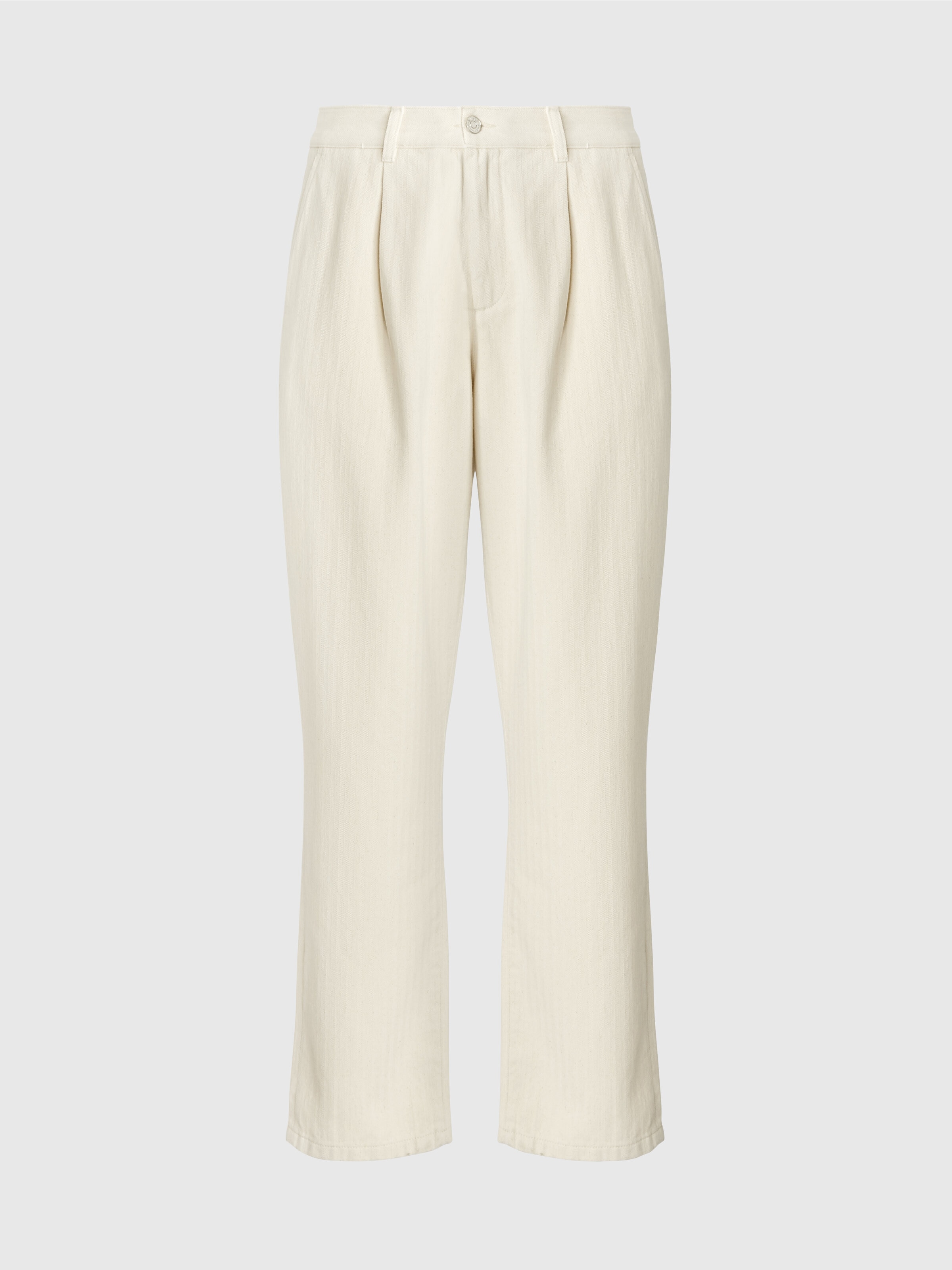 Klassische Denim-Hose mit Chevron-Strickeinsätzen, Beige - 0